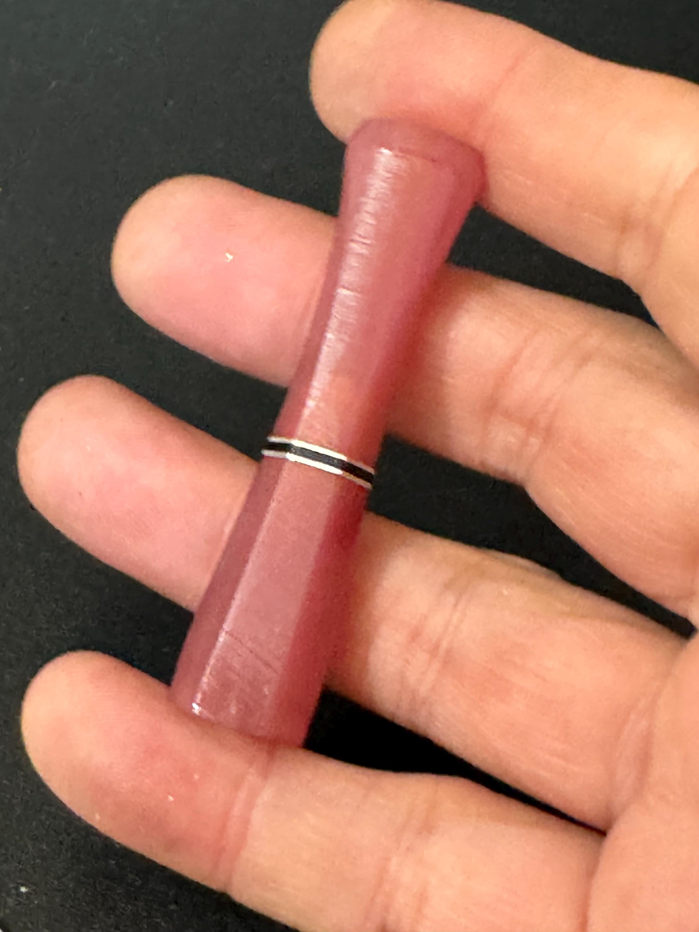 2.5” opaque pink red banded Vintage 1920s Bakelite early plastic Cocktail Party Cigarette Holder