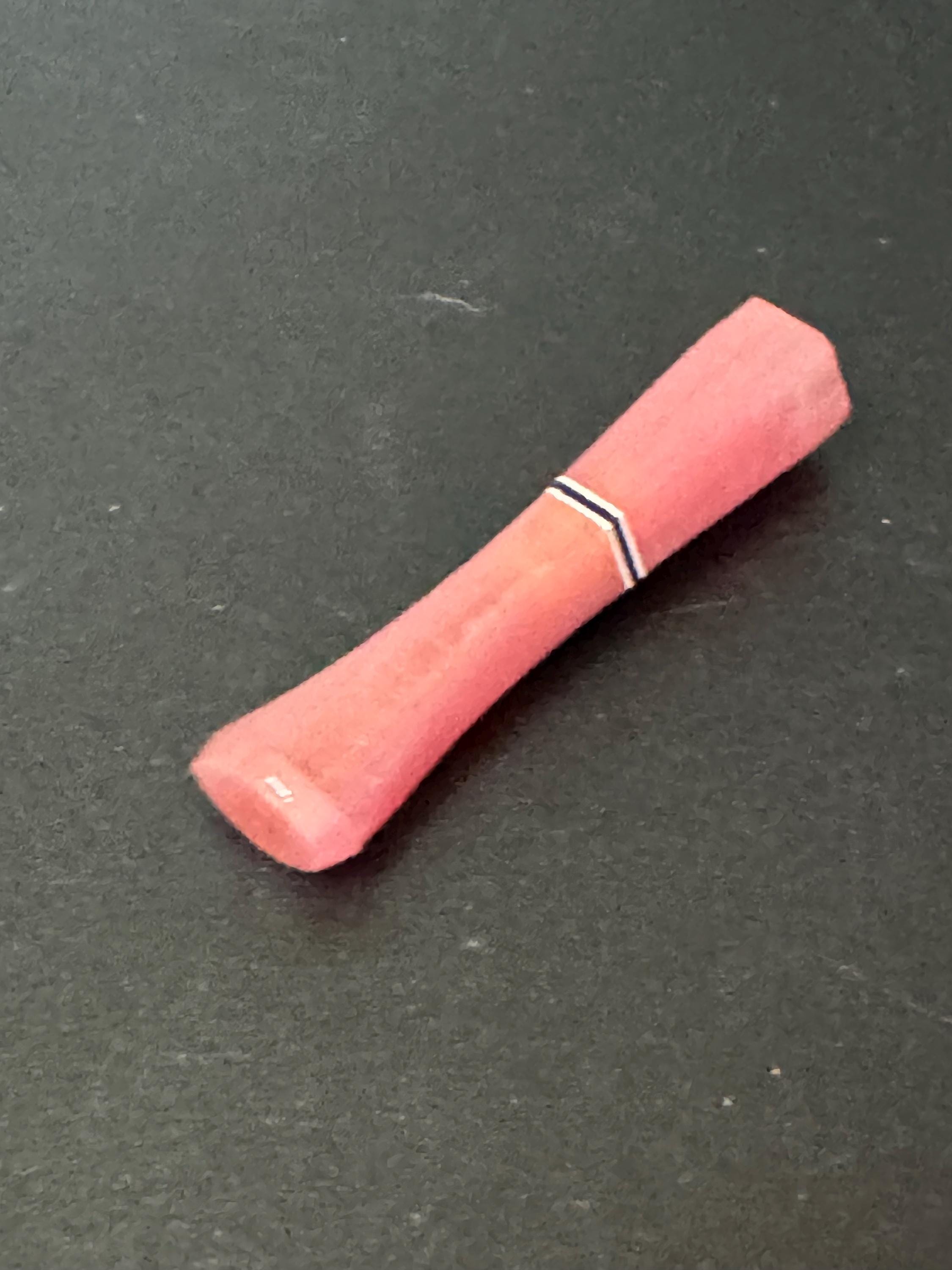 2.5” opaque pink red banded Vintage 1920s Bakelite early plastic Cocktail Party Cigarette Holder