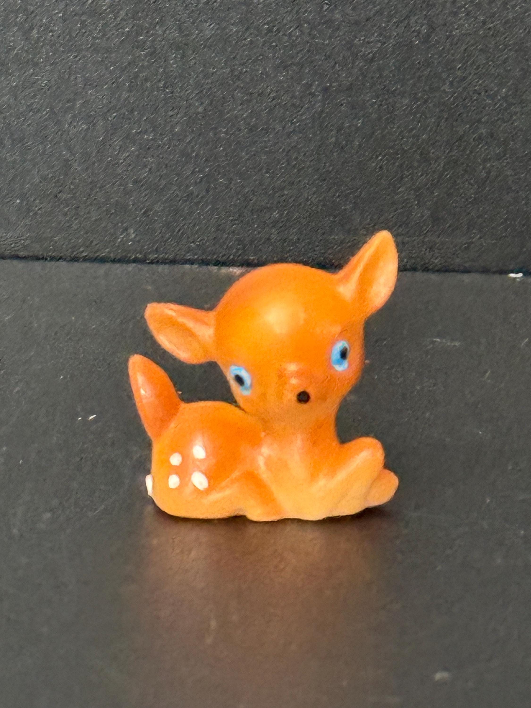 Vintage Christmas cute fawn deer kitsch plastic cake topper decoration home baking