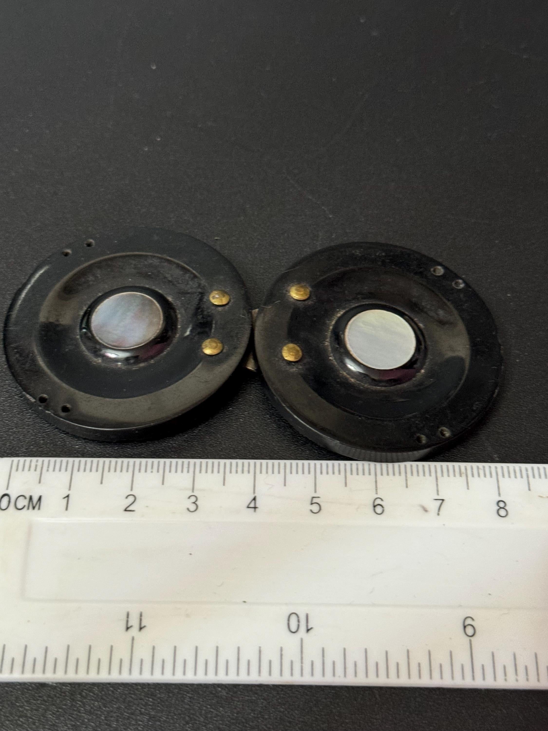 Antique Art Deco Bakelite Belt Buckle: Tortoiseshell green Brown MOP