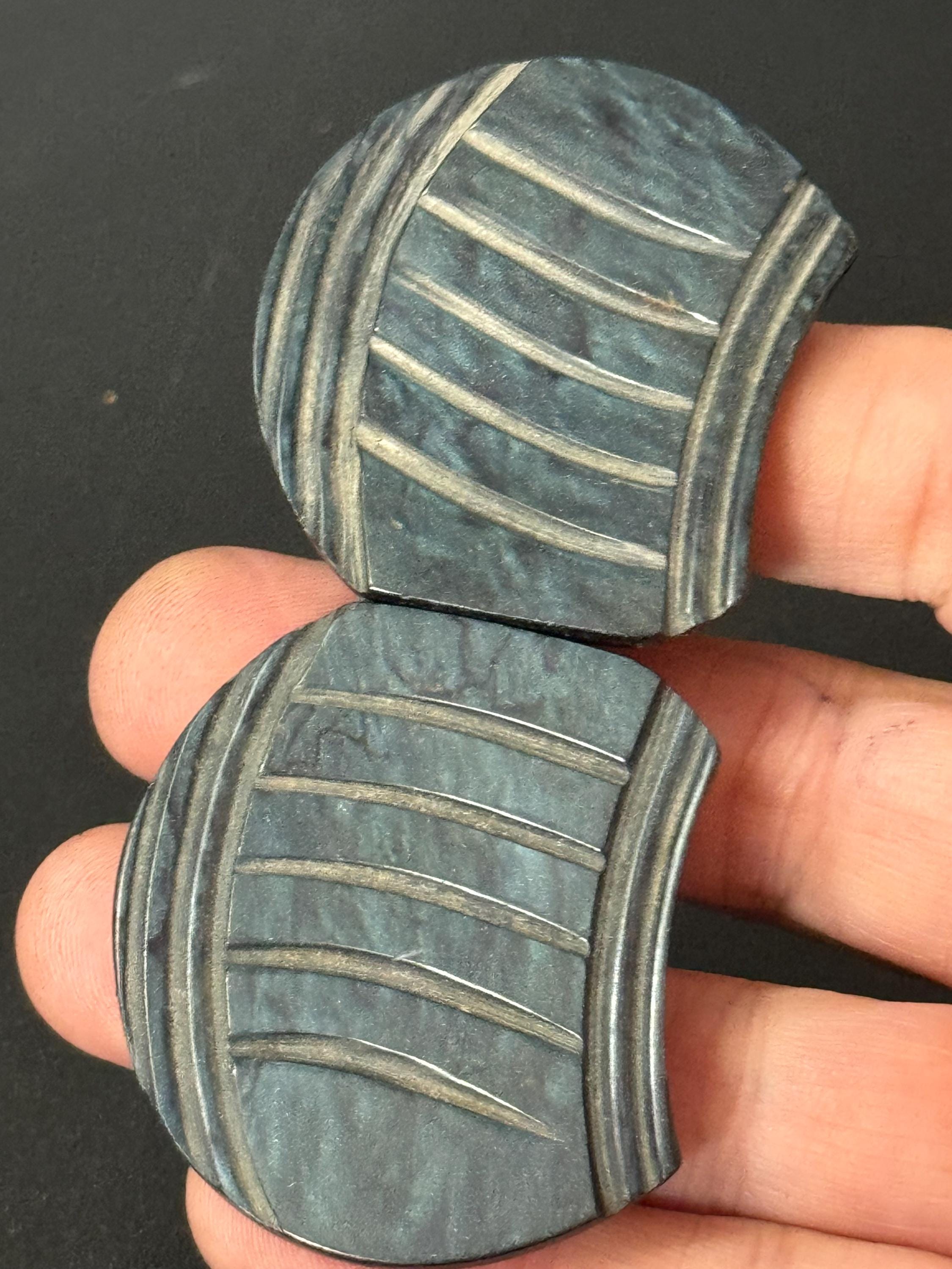 Art Deco very dark blue Bakelite or early plastic 2 part double Belt Buckle