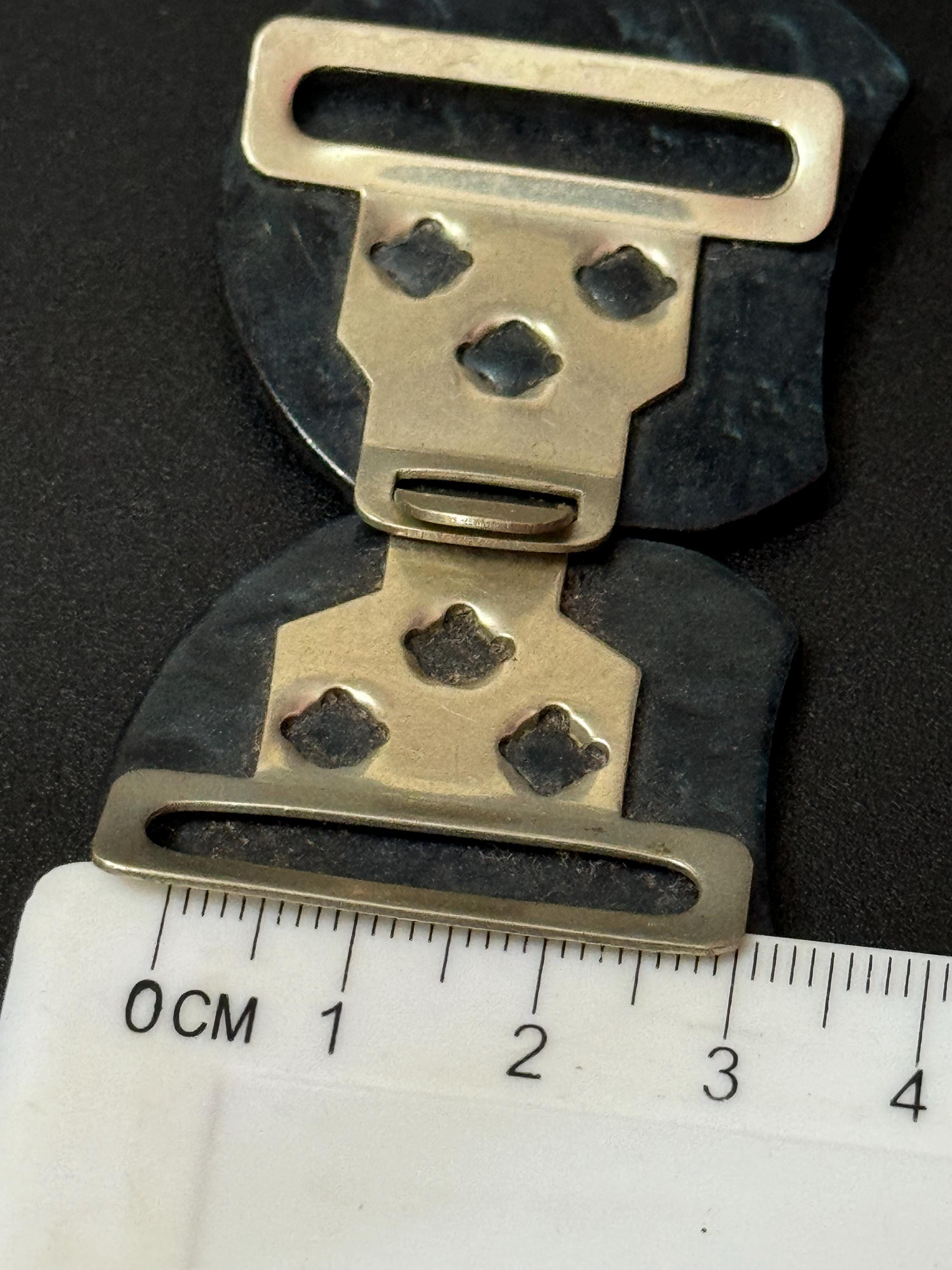 Art Deco very dark blue Bakelite or early plastic 2 part double Belt Buckle