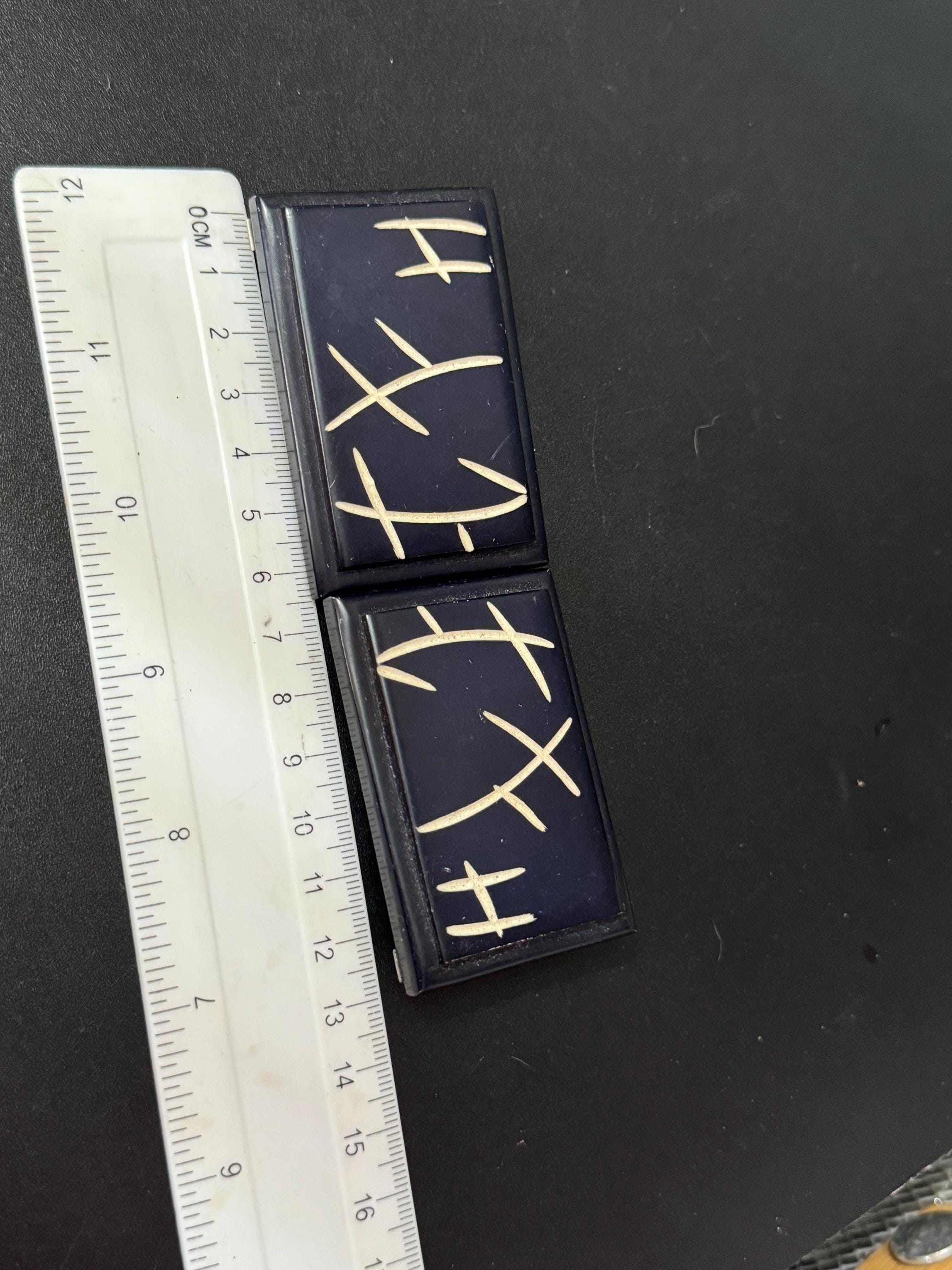 Art Deco Dark Blue Bakelite Belt Buckle: 2-Part Plastic Clasp