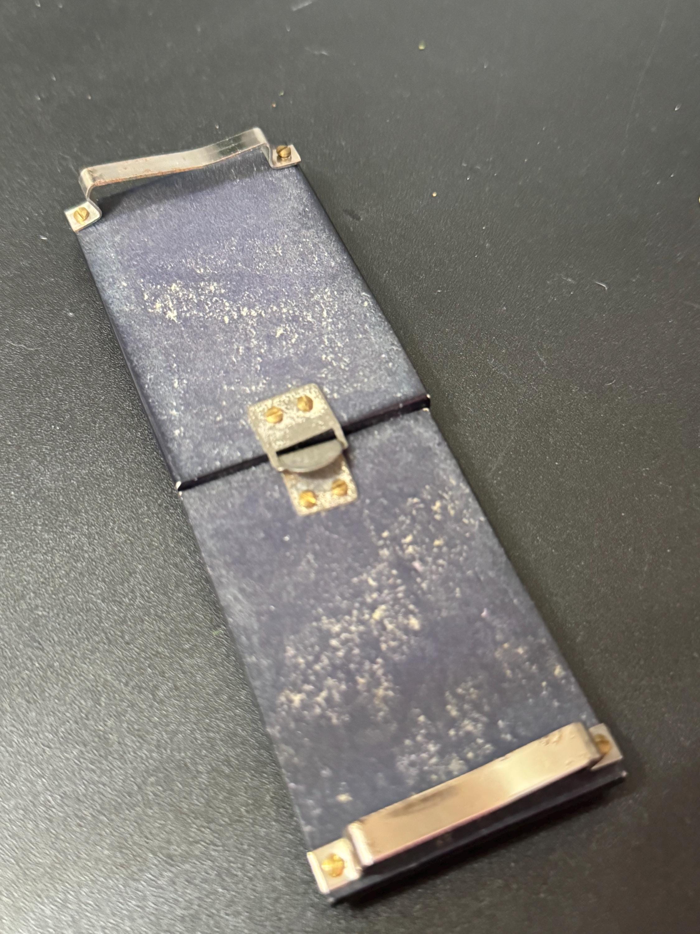 Art Deco Dark Blue Bakelite Belt Buckle: 2-Part Plastic Clasp