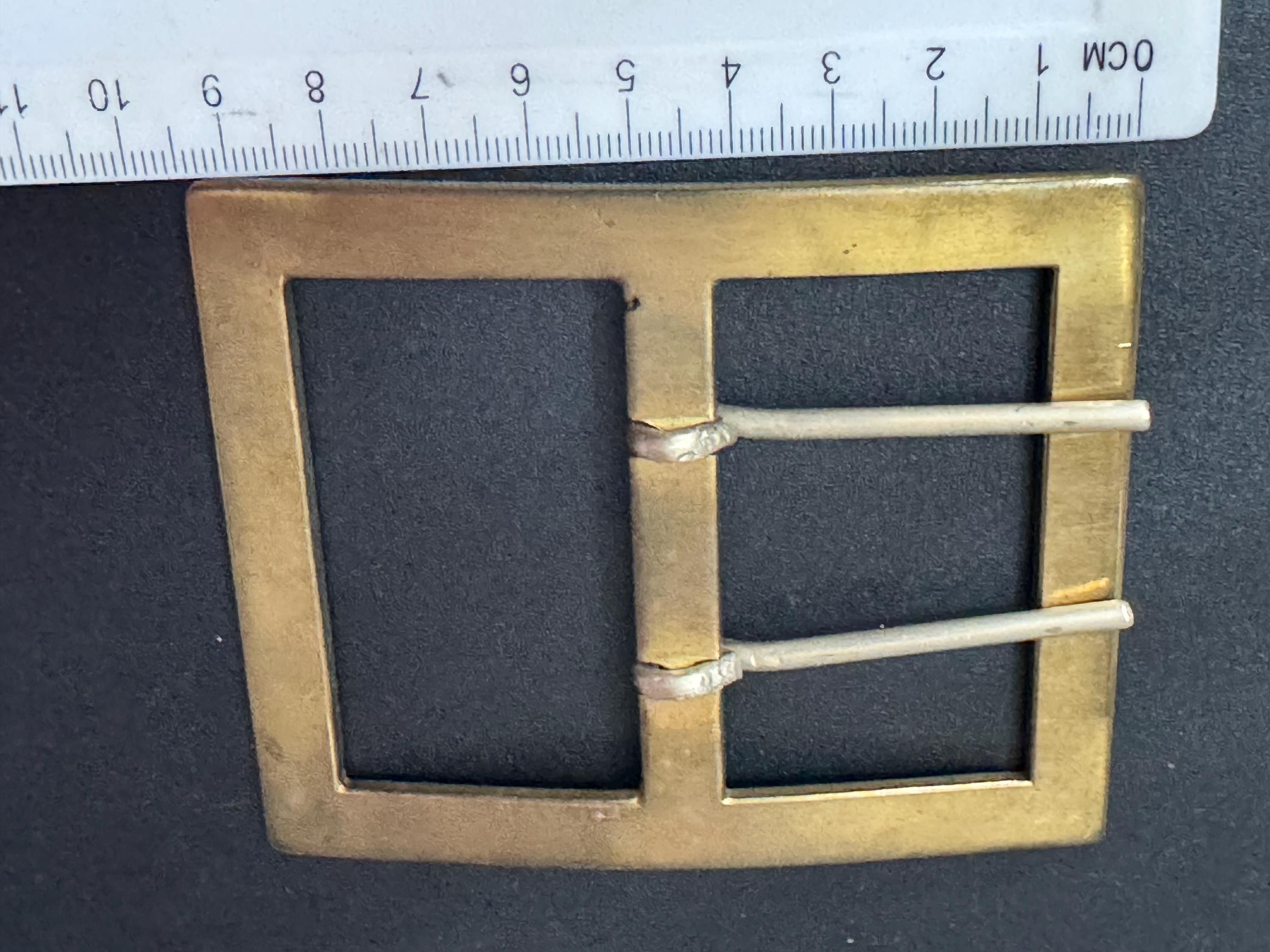 Oversized Antique Vintage gold Tone brass rectangular Belt Buckle Belt Haberdashery