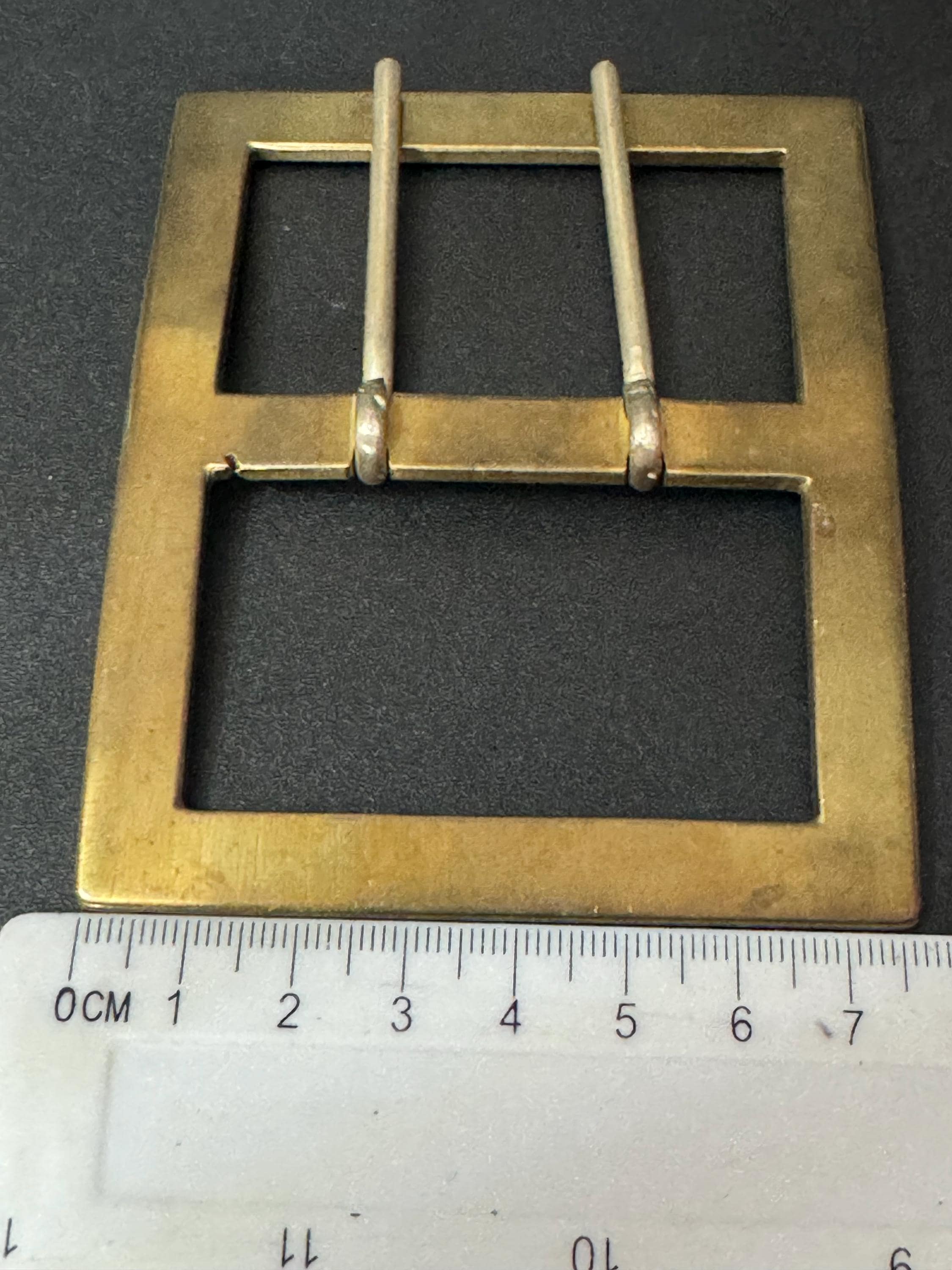 Oversized Antique Vintage gold Tone brass rectangular Belt Buckle Belt Haberdashery