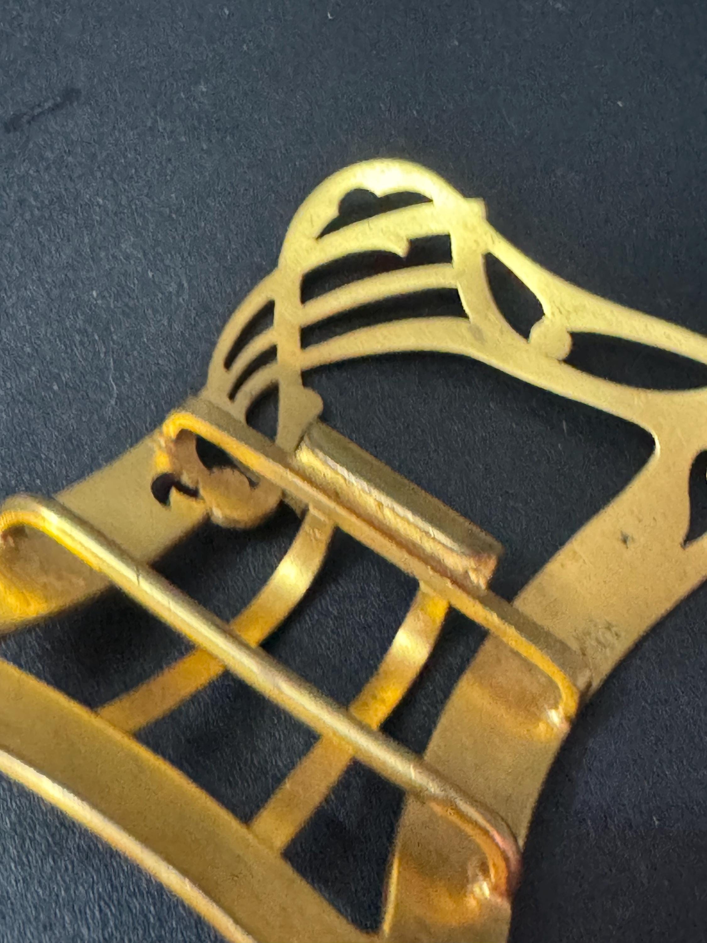 art nouveau Antique Vintage gold Tone brass rectangular Belt Buckle Belt Haberdashery