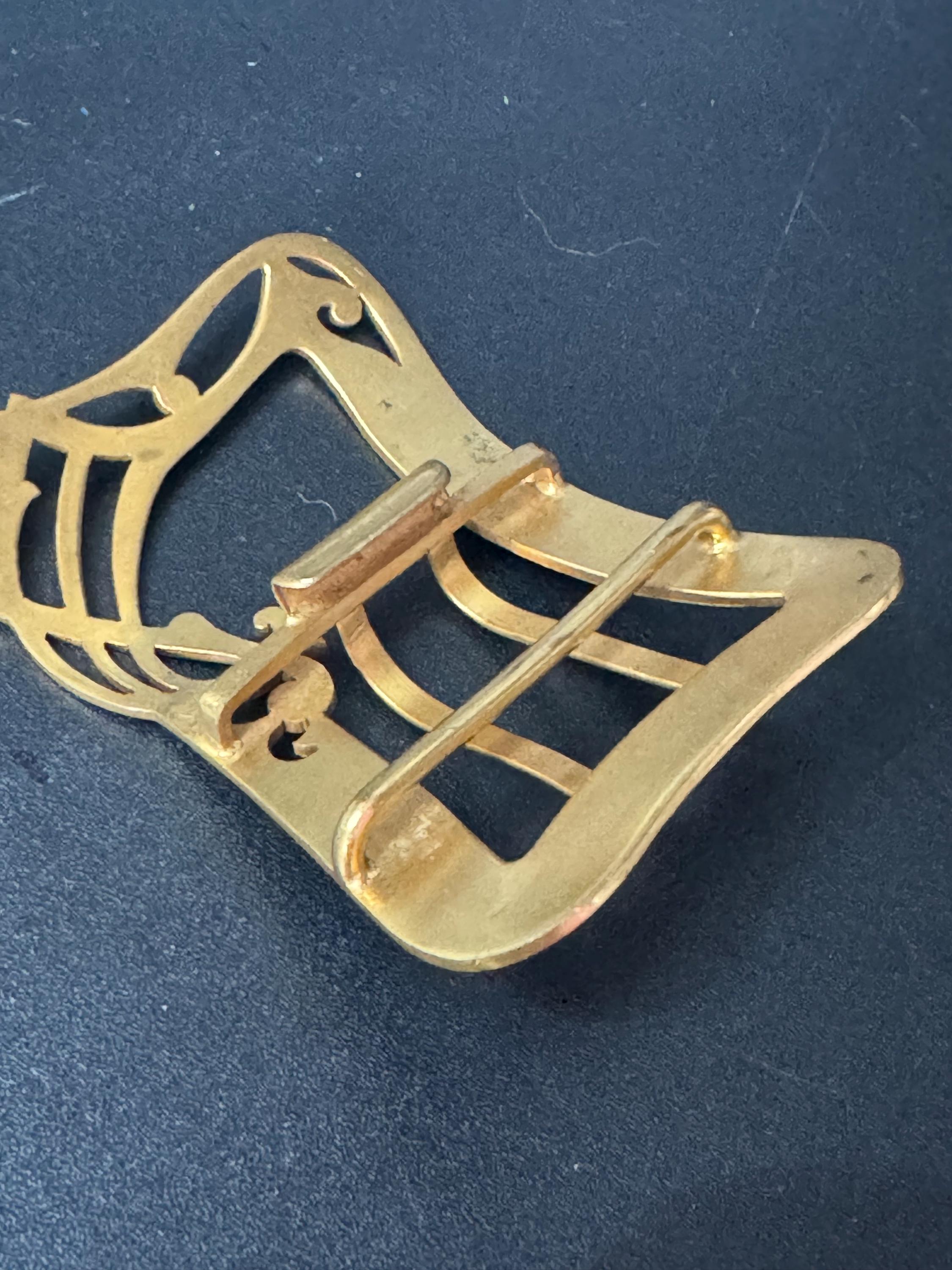 art nouveau Antique Vintage gold Tone brass rectangular Belt Buckle Belt Haberdashery