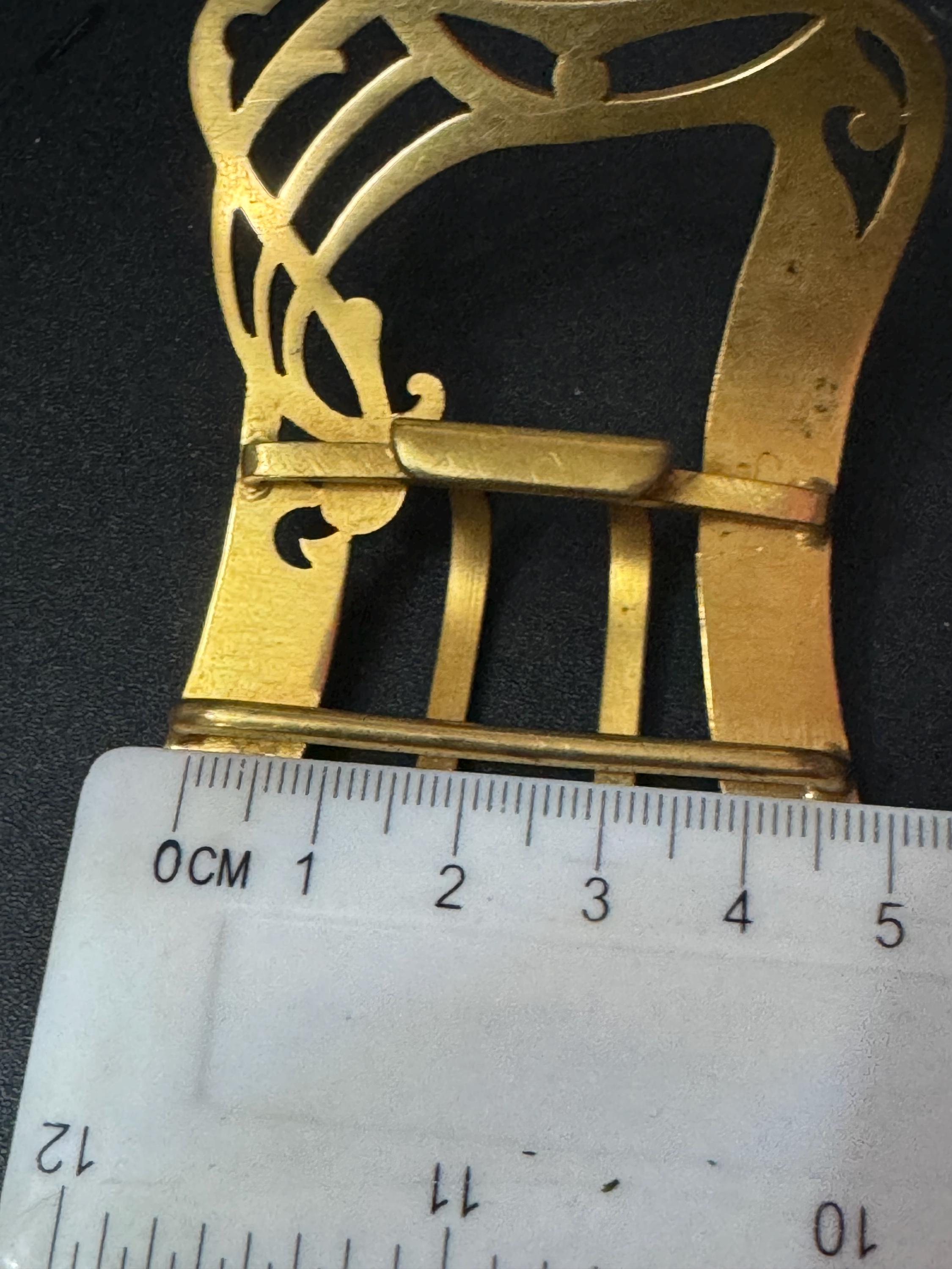 art nouveau Antique Vintage gold Tone brass rectangular Belt Buckle Belt Haberdashery