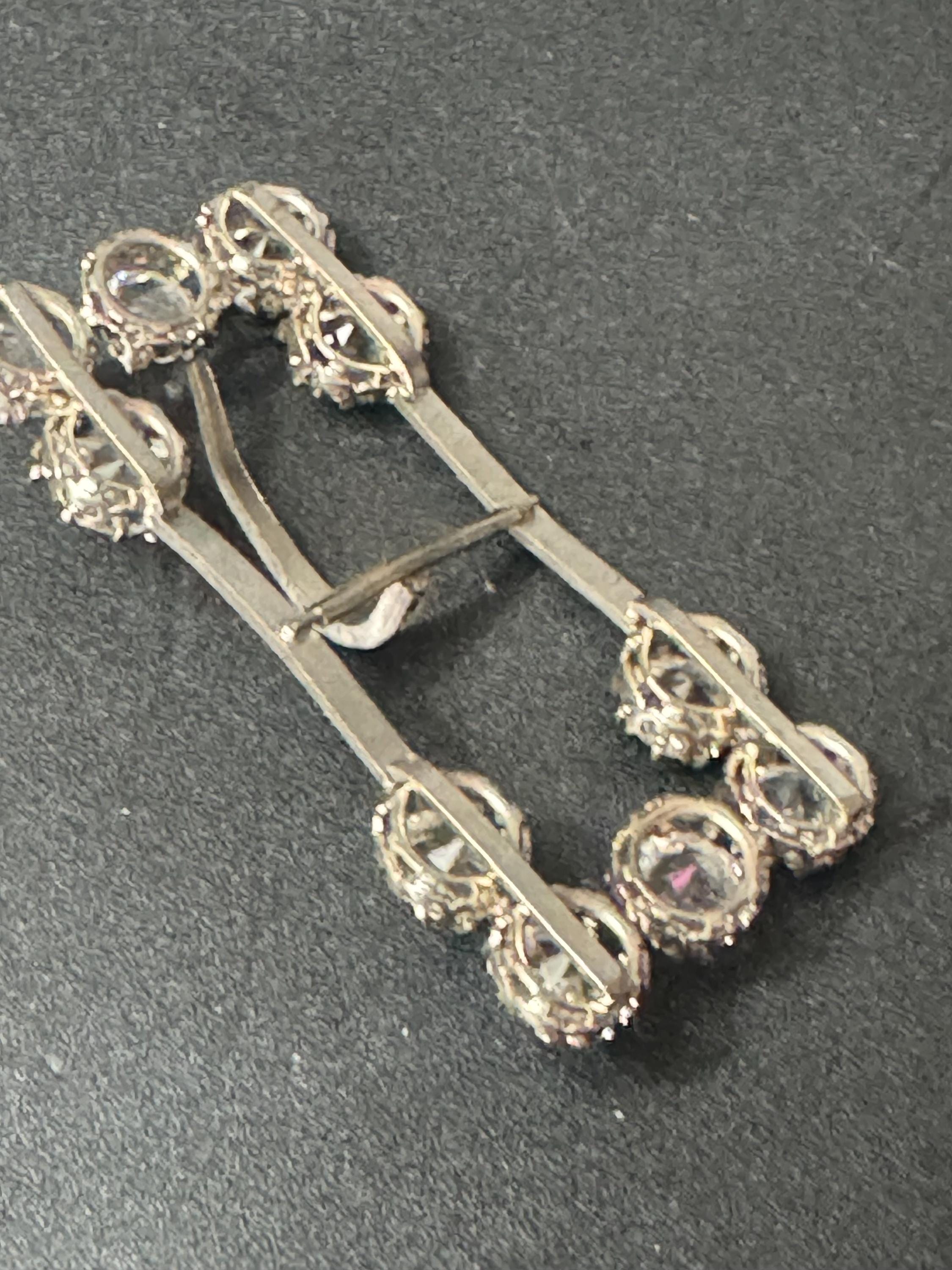 vintage rectangular Clear Glass Diamanté Belt Buckle one prong