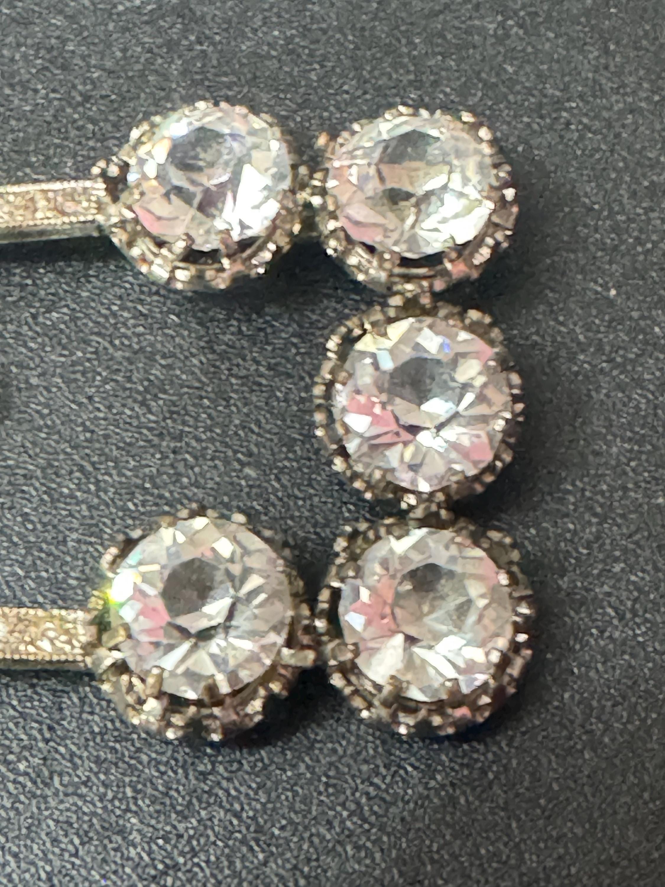 vintage rectangular Clear Glass Diamanté Belt Buckle one prong