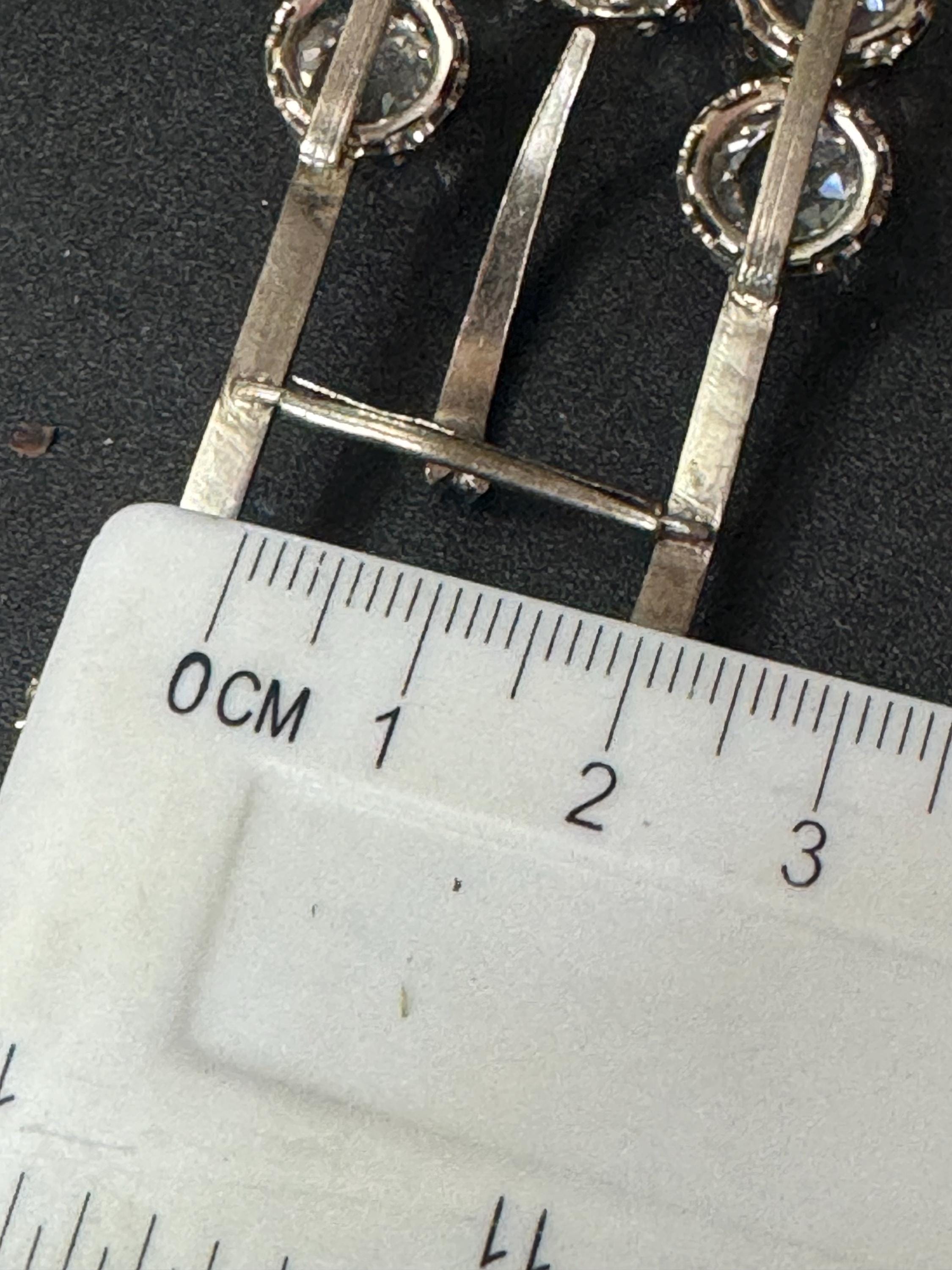 vintage rectangular Clear Glass Diamanté Belt Buckle one prong