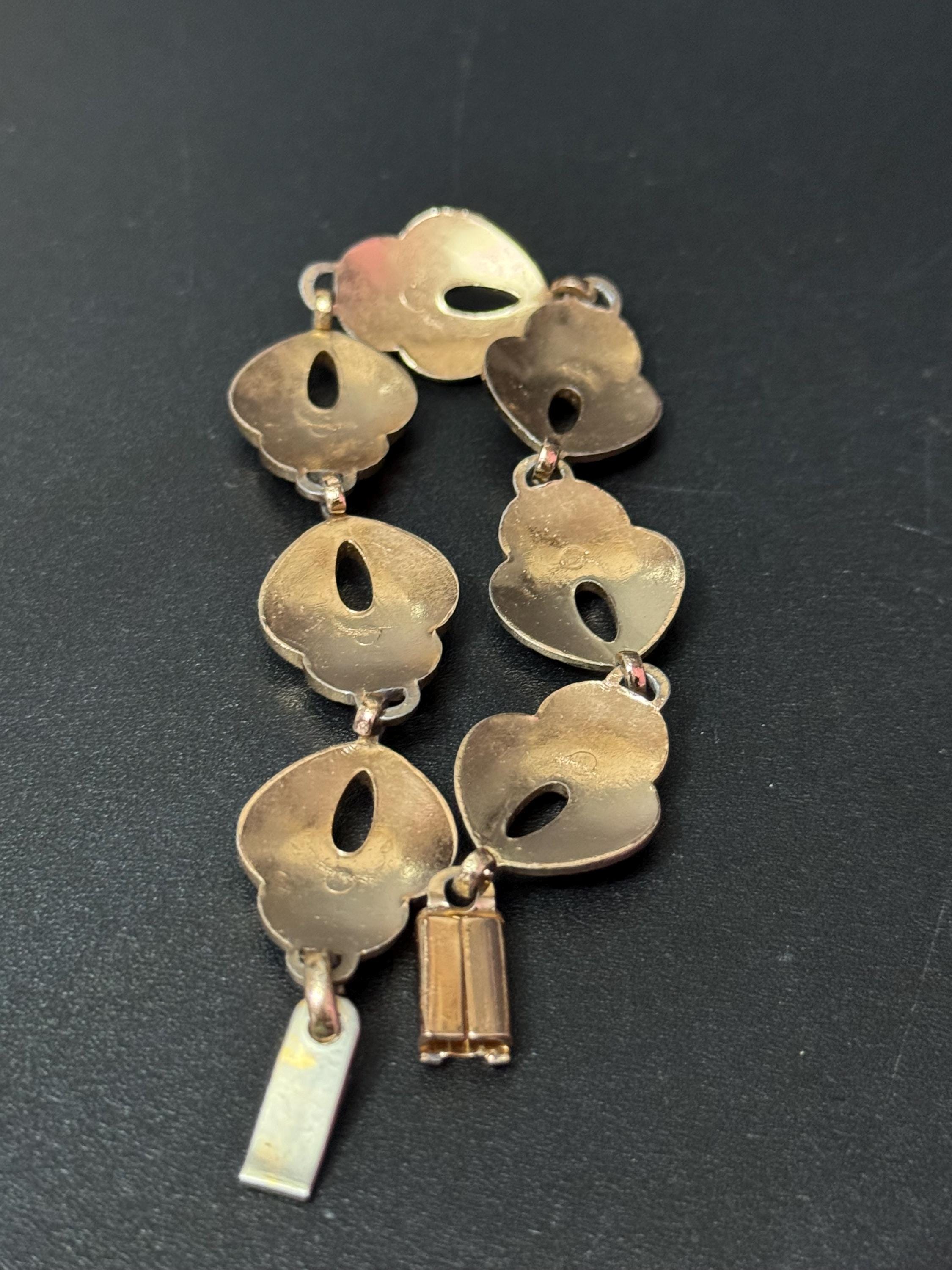 GLOBUS copper gold aluminium panel link bracelet , signed