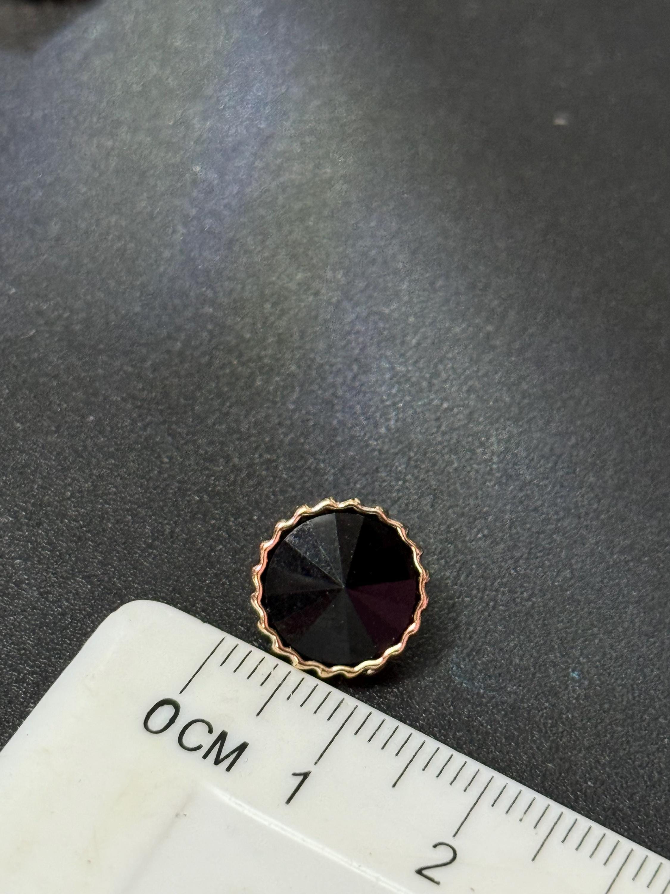 Black Rivoli Diamond Buttons: Acrylic Crystal with Gold Casings (12mm, Pack of 10)