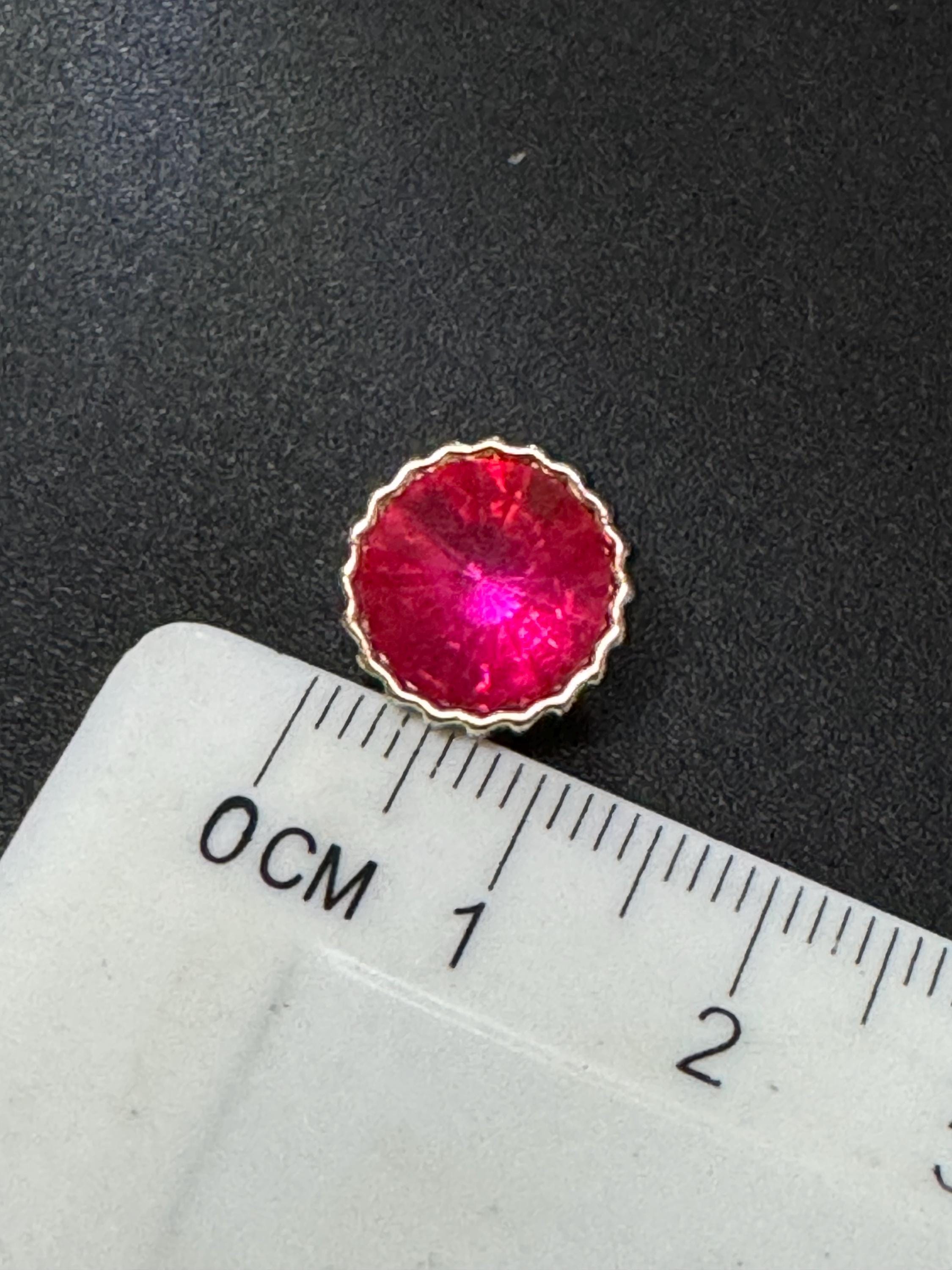 10 pack bright pink Rivoli diamond acrylic crystal plastic buttons, 12mm, gold tone