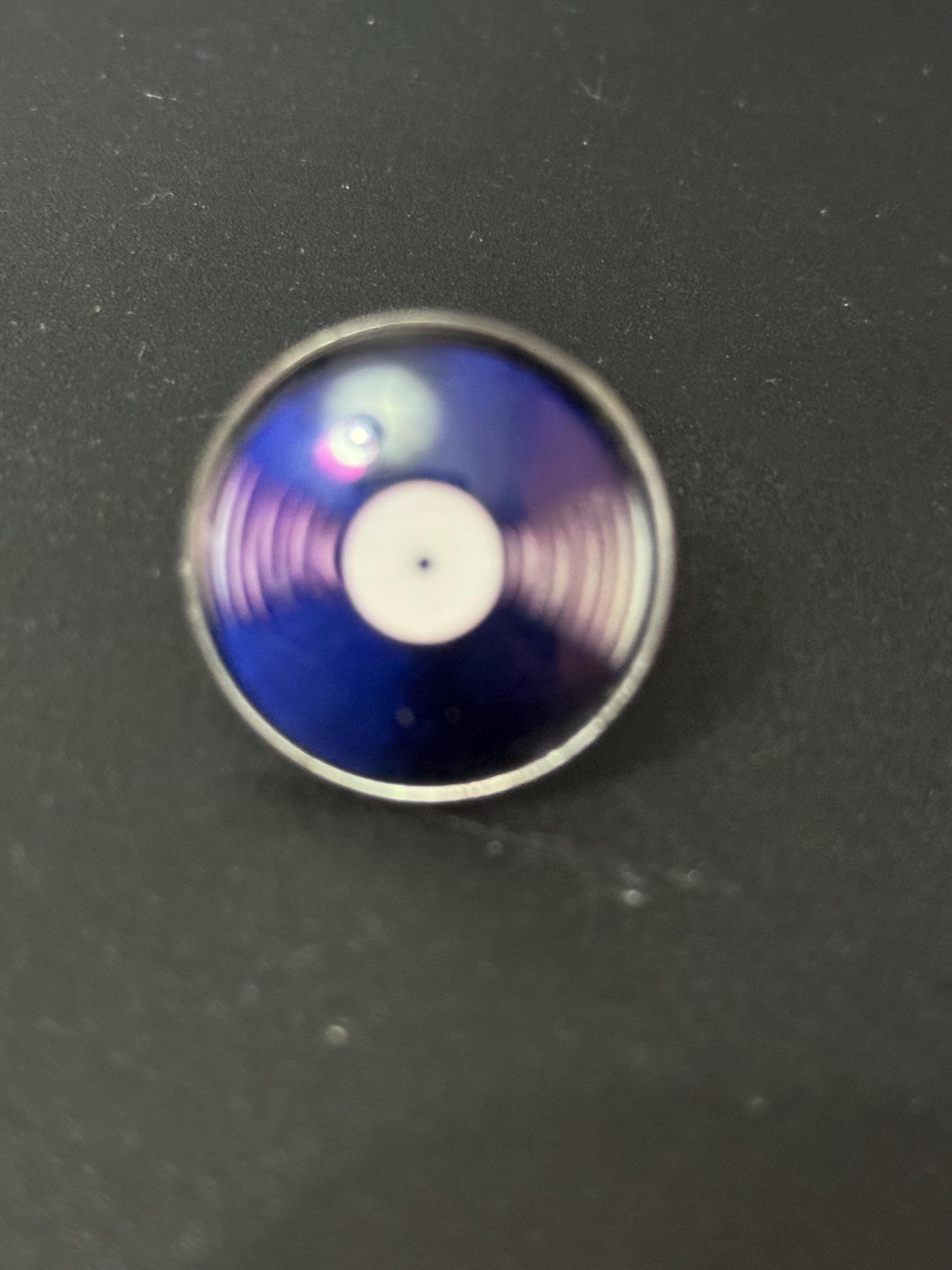 Oversized DJ black and white vinyl record Ring stainless steel glass cabochon size M N O P Q 45rpm LP