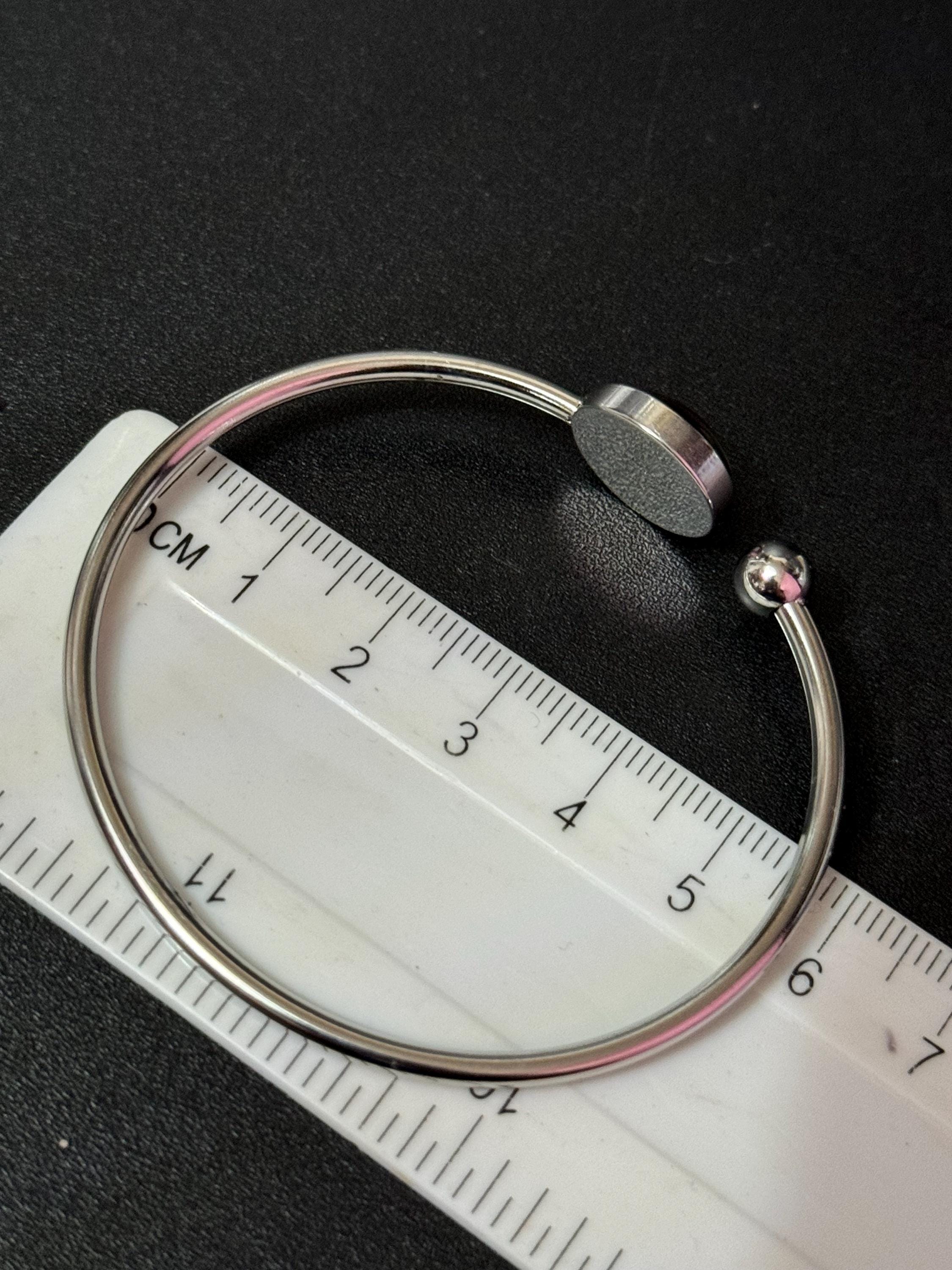 Leopard print stainless steel glass 12mm cabochon bangle bracelet
