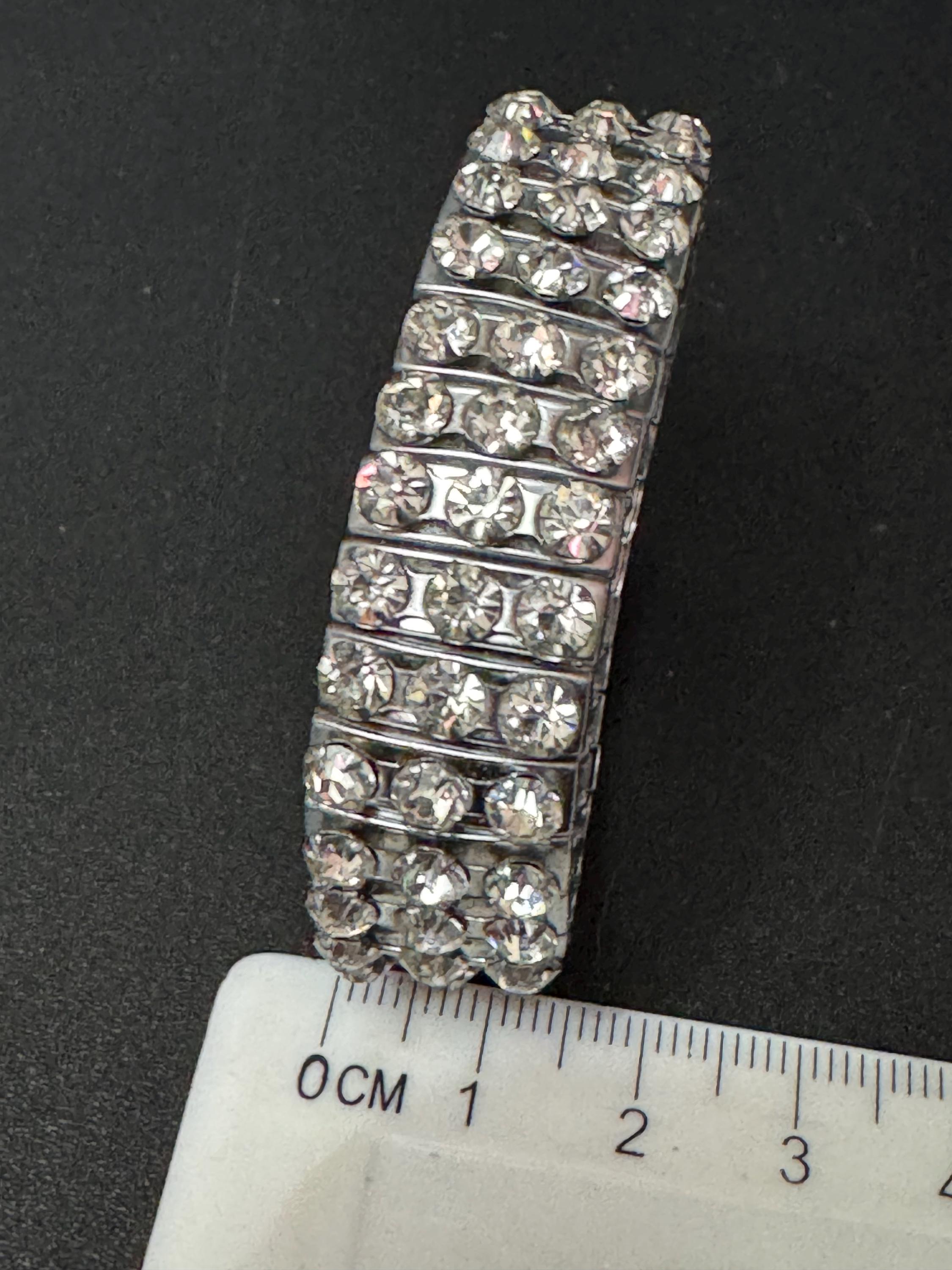 1950s Vintage chrome clear glass paste expandable bracelet