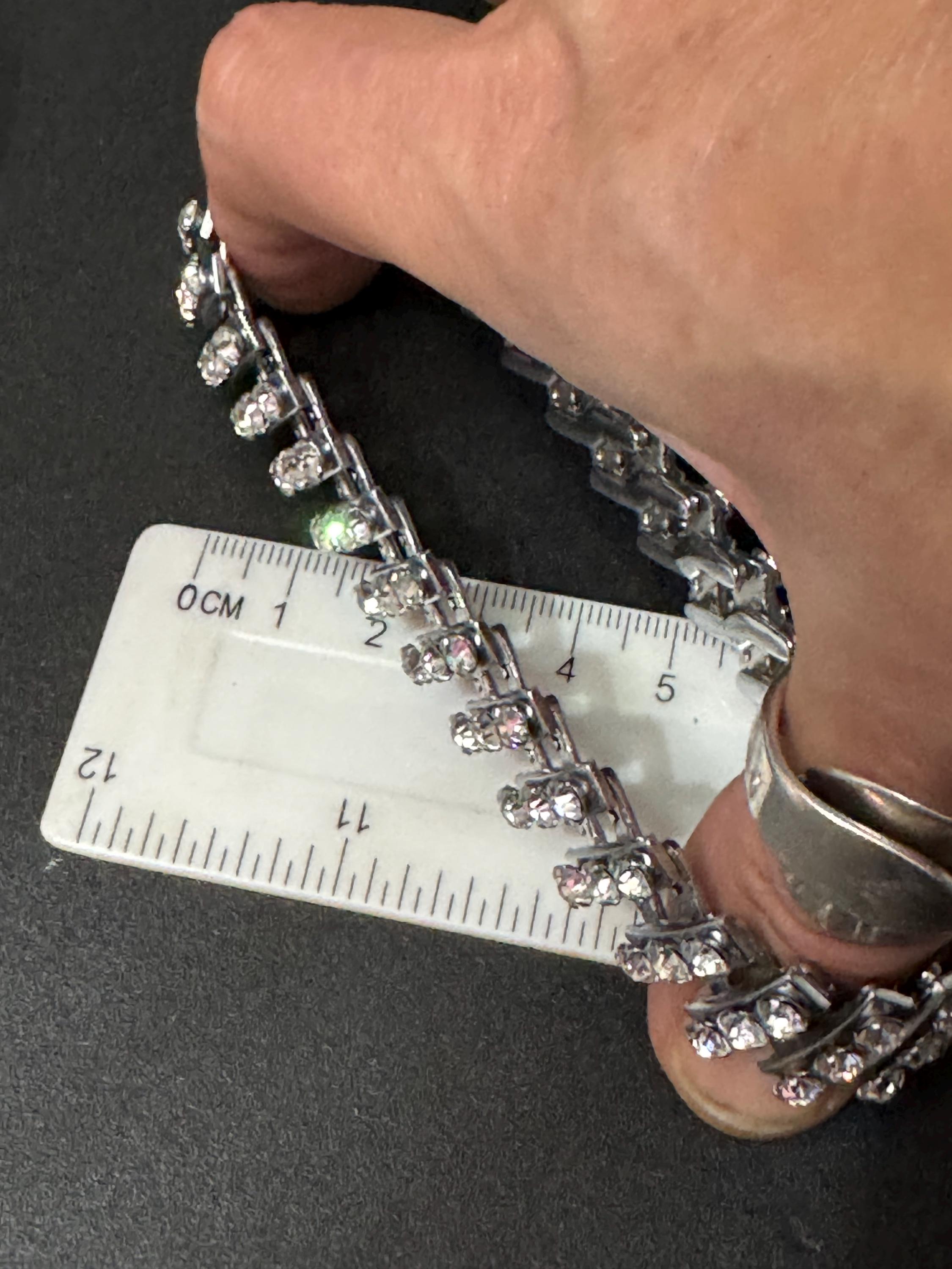 1950s Vintage chrome clear glass paste expandable bracelet