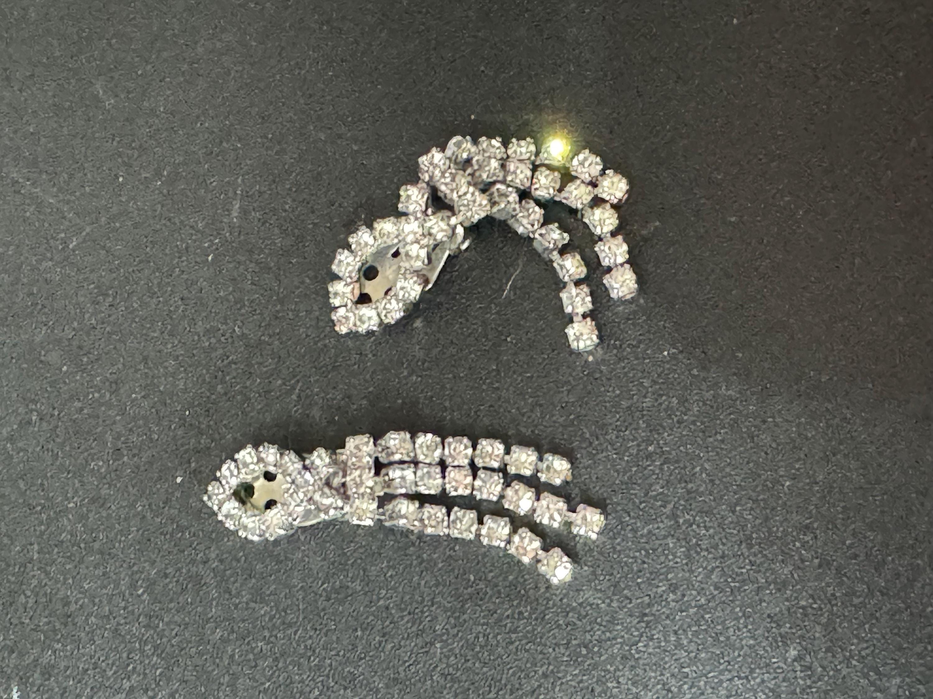 Vintage clear Diamanté Paste long Clip On Drop Earrings