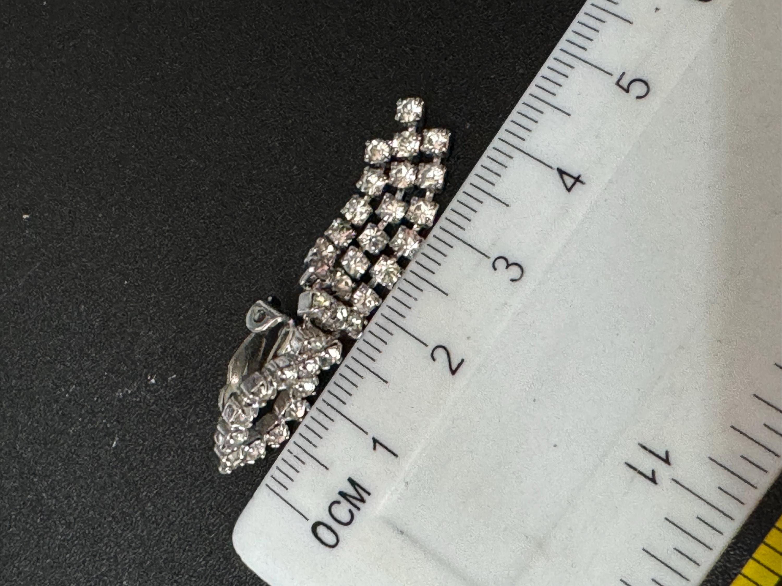 Vintage clear Diamanté Paste long Clip On Drop Earrings