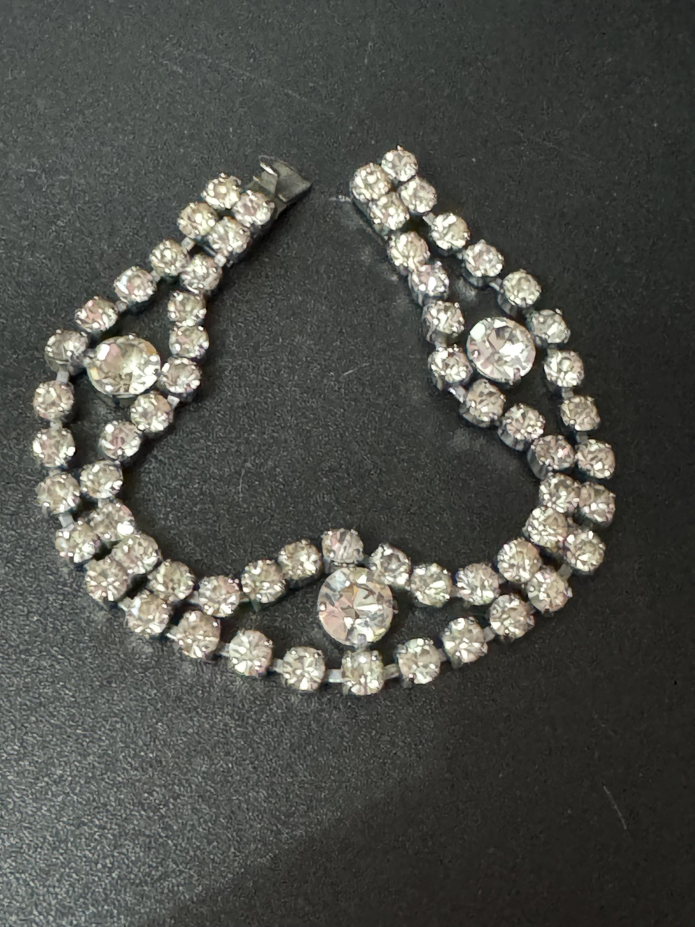 Diamanté rhinestone set cocktail Bracelet, silver tone