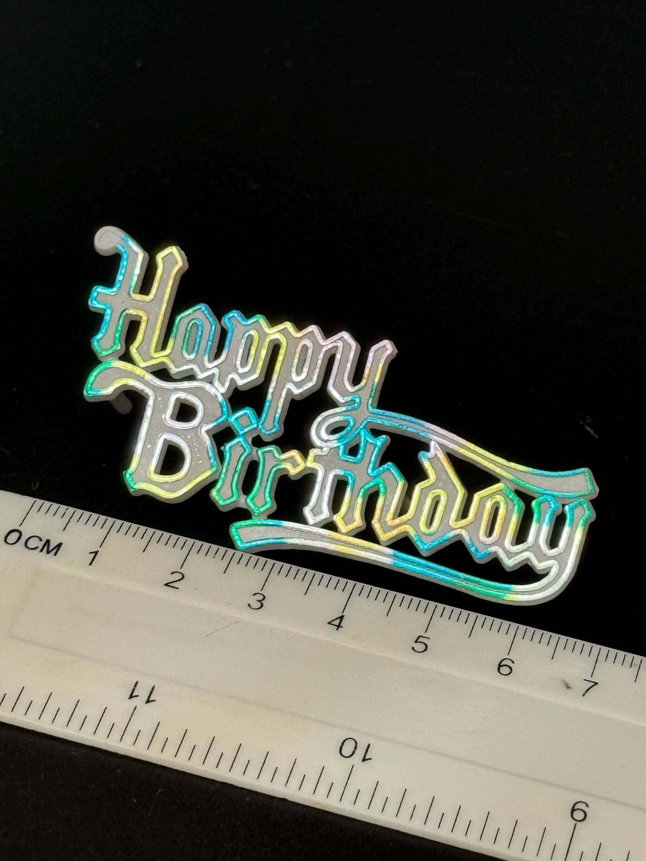 Stand up Happy Birthday Cake Topper Decoration metallic rainbow reusable plastic