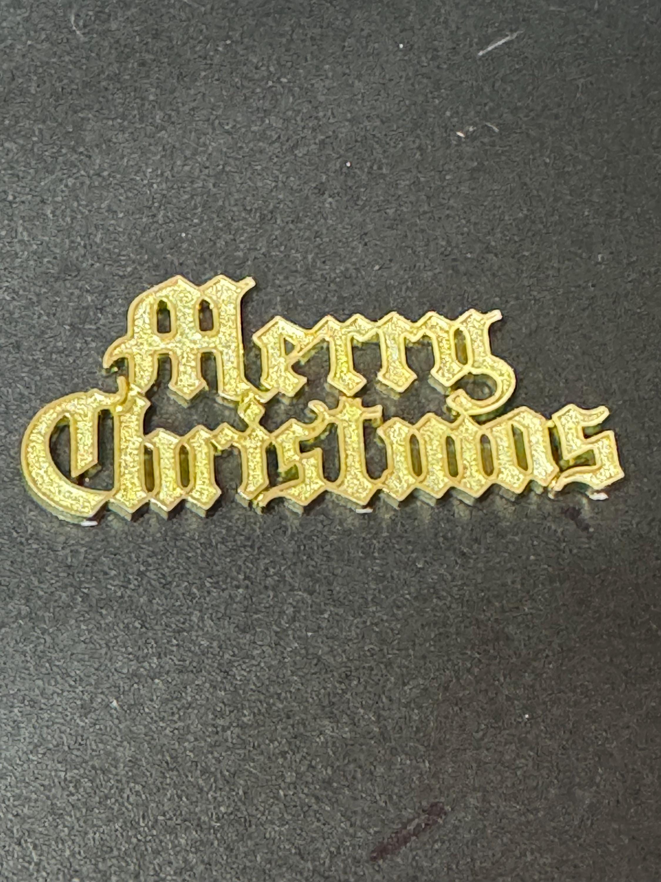 Retro MERRY CHRISTMAS gold plastic cake topper decoration home baking sign