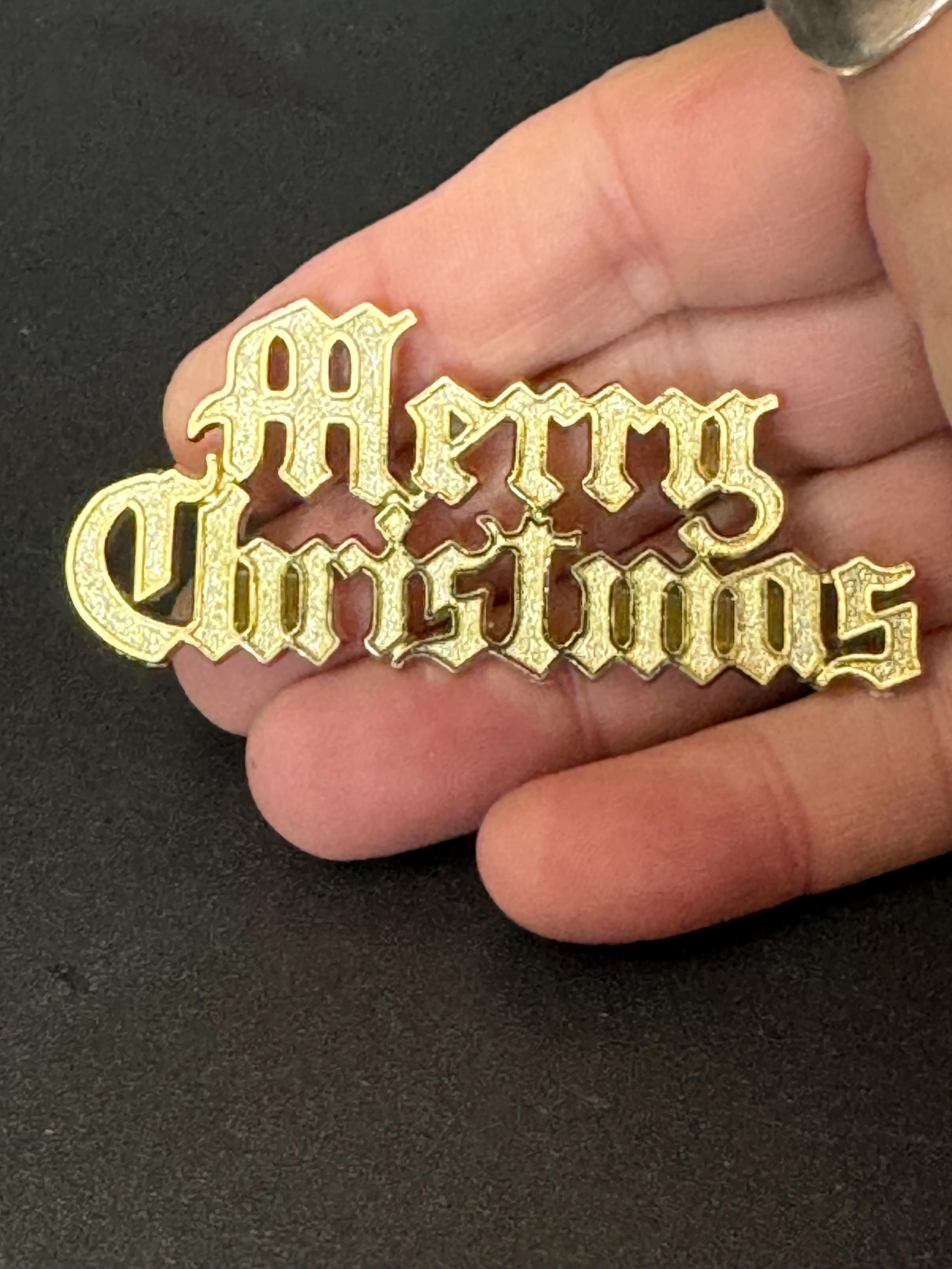 Retro MERRY CHRISTMAS gold plastic cake topper decoration home baking sign