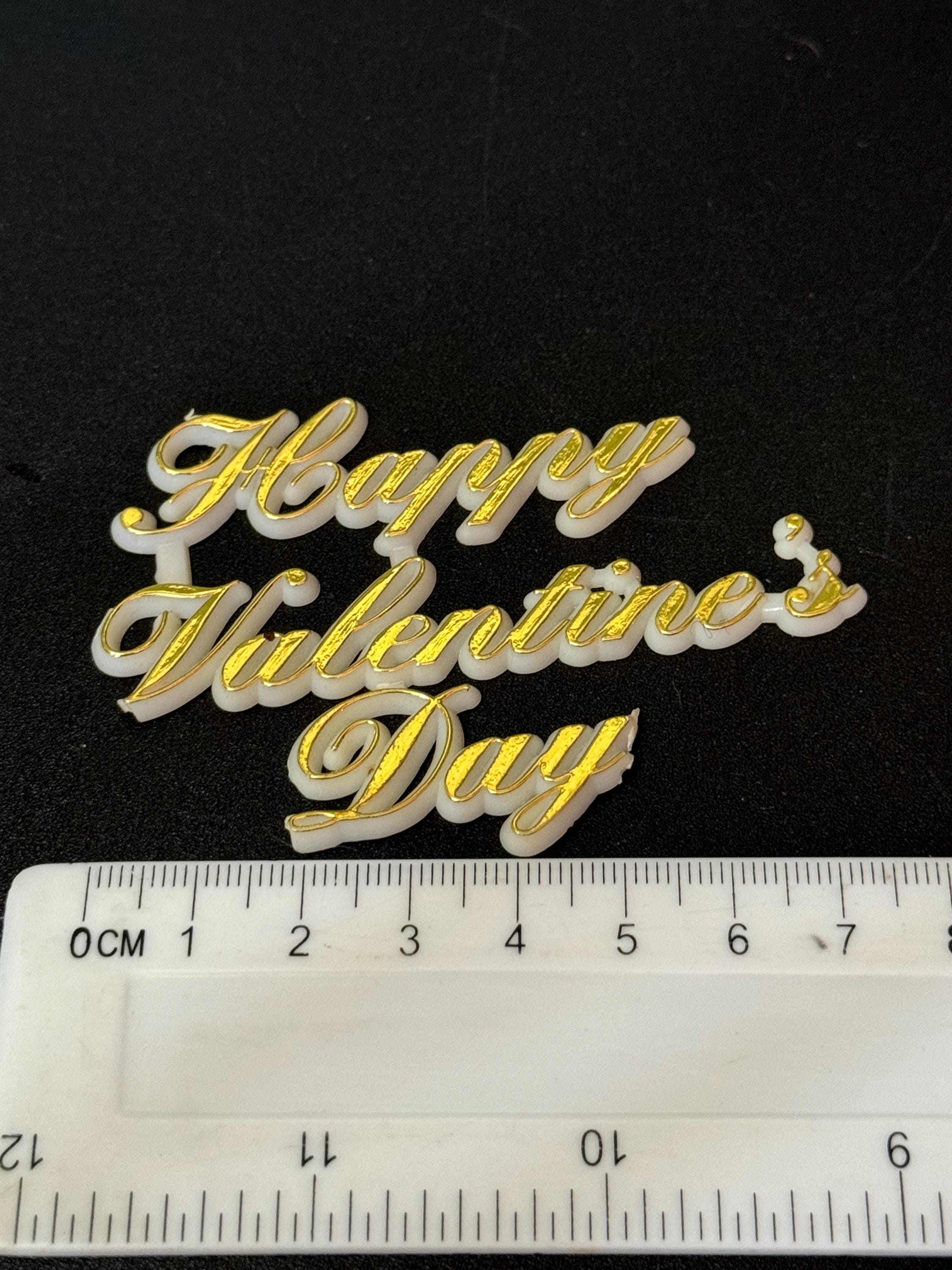 gold Vintage happy Valentine’s Day cake Decoration Topper reusable
