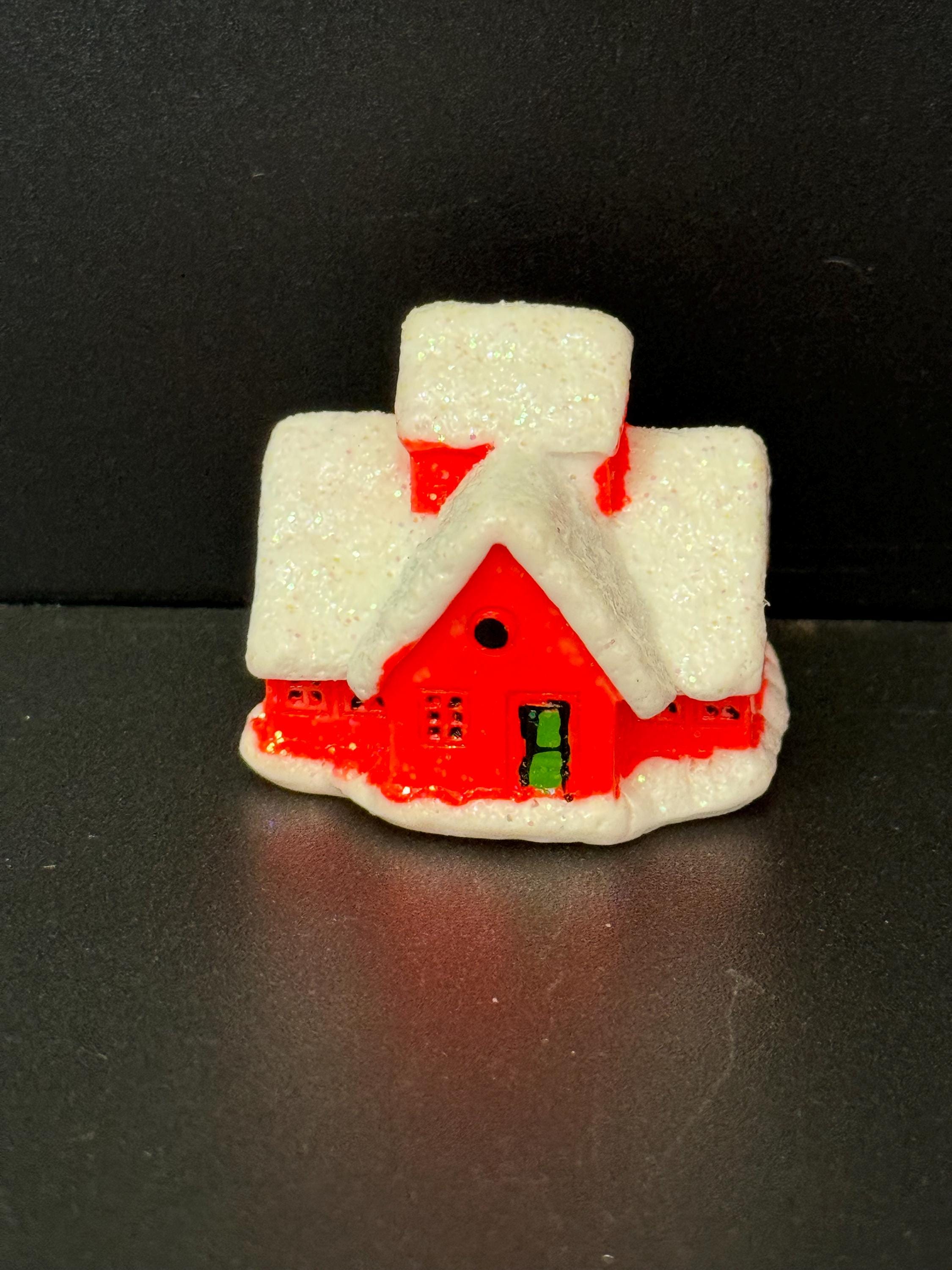 1 x miniature orange chalet Christmas house cake topper decoration reusable
