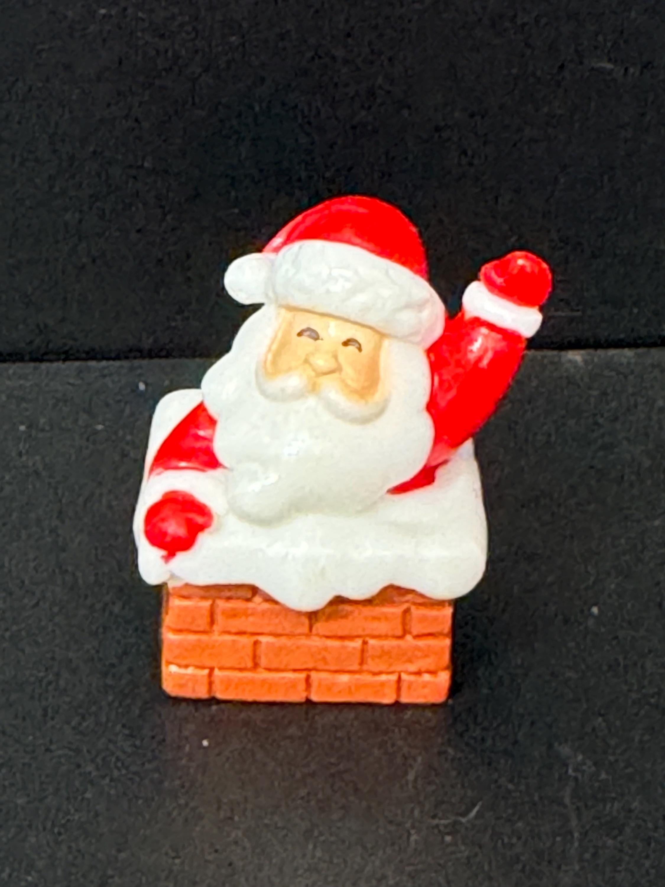 Mini Father Christmas, Santa in chimney Christmas cake topper decoration