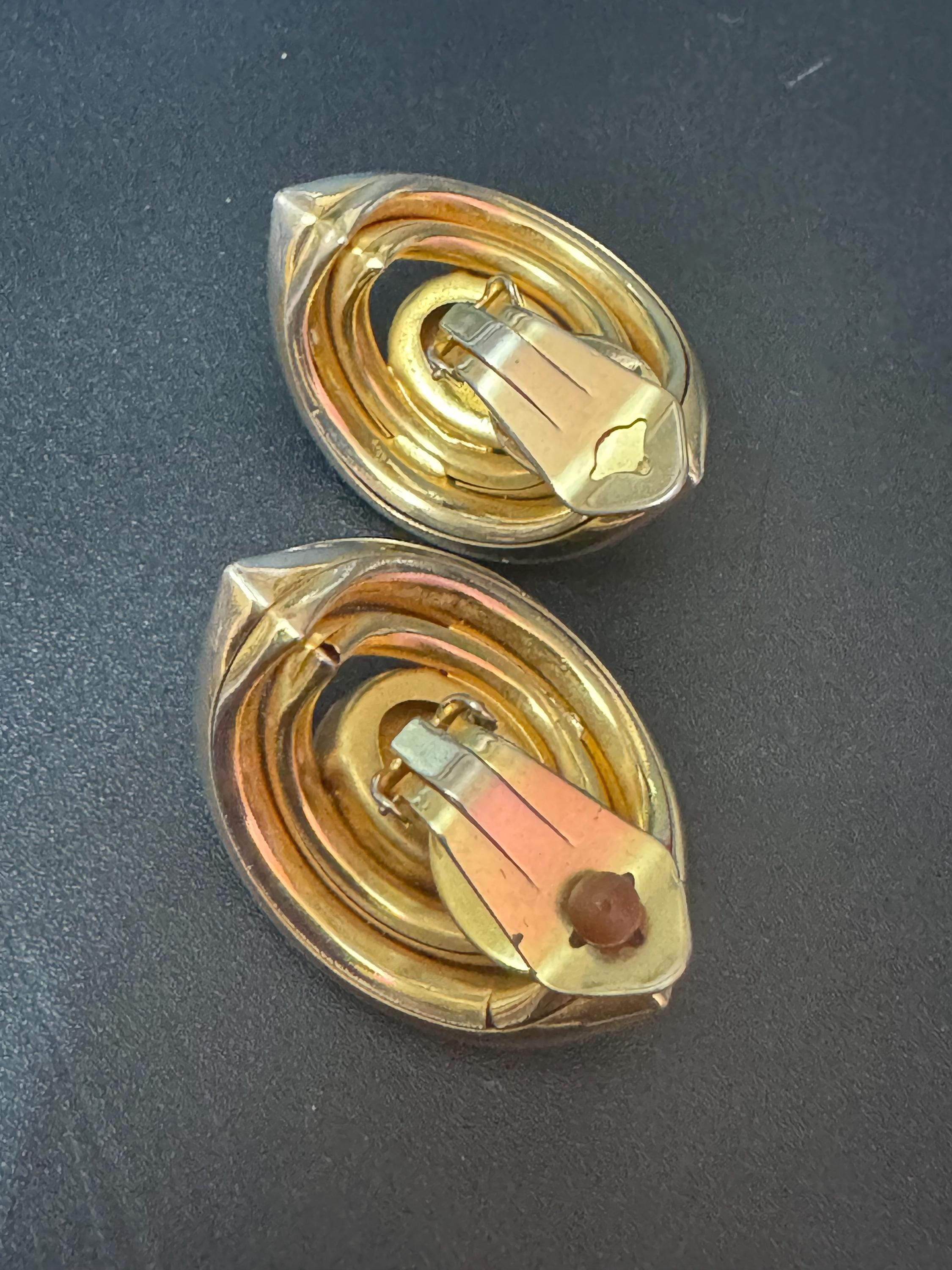 XL gold tone clip on diamante paste stud tube earrings