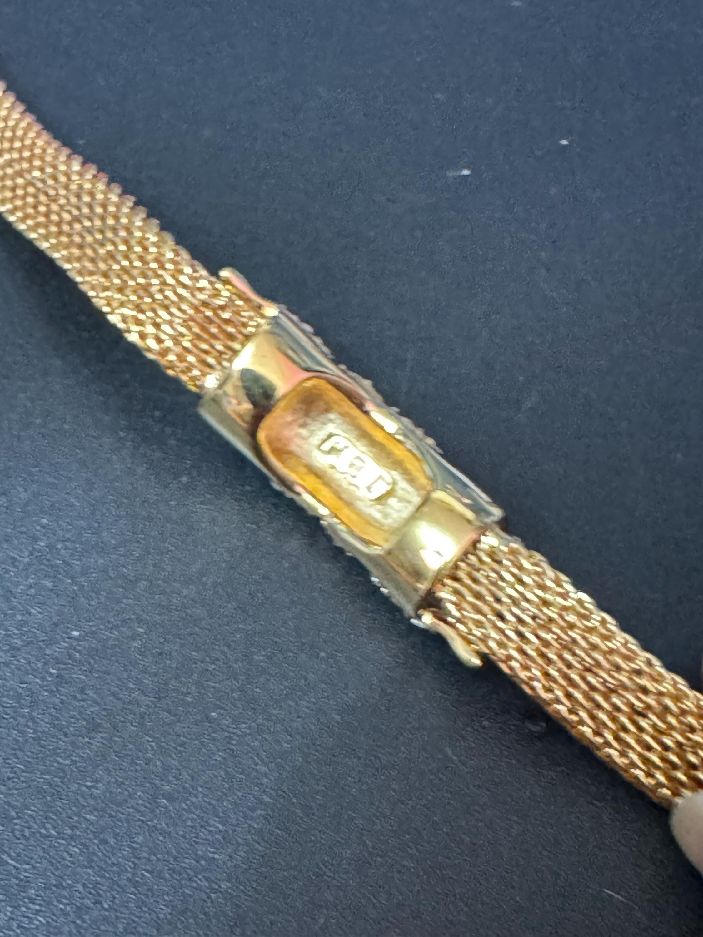 camrose and Kross signed JBK Jaqueline Kennedy vintage gold tone clear diamanté wide mesh panel bracelet