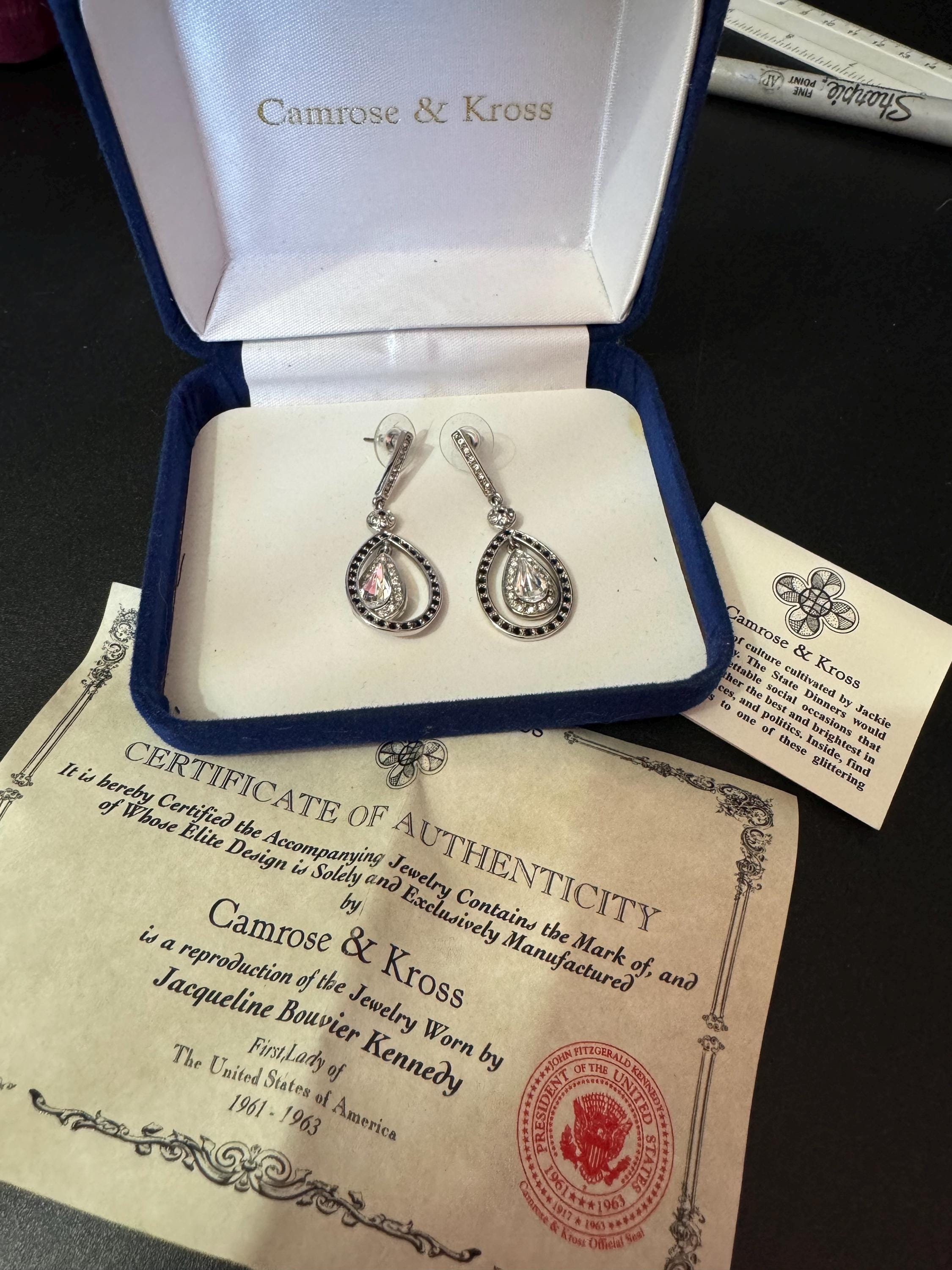 Vintage JBK Camrose & Kross Rhinestone Teardrop Earrings