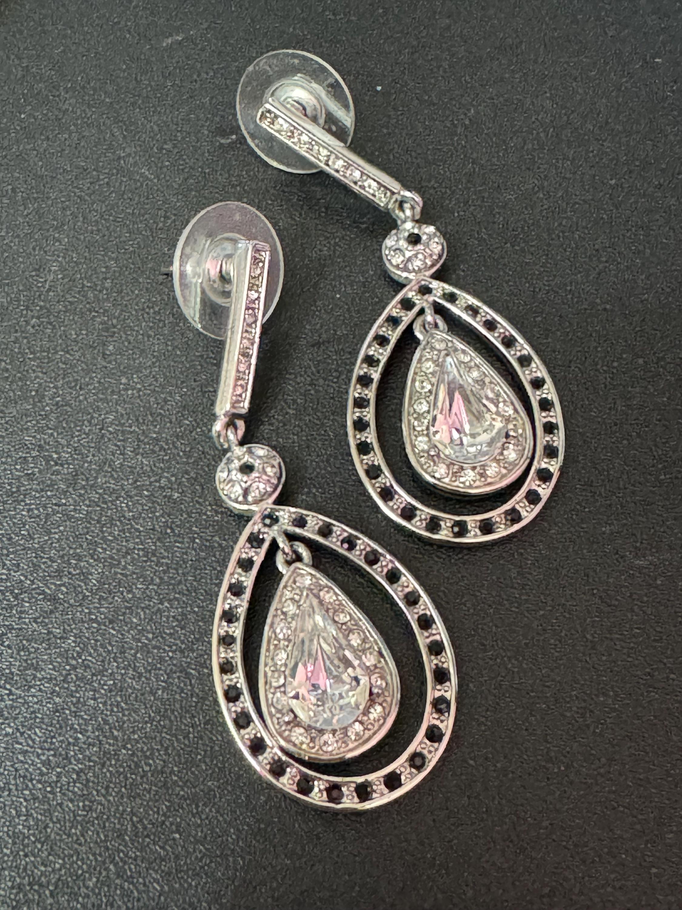Vintage JBK Camrose & Kross Rhinestone Teardrop Earrings