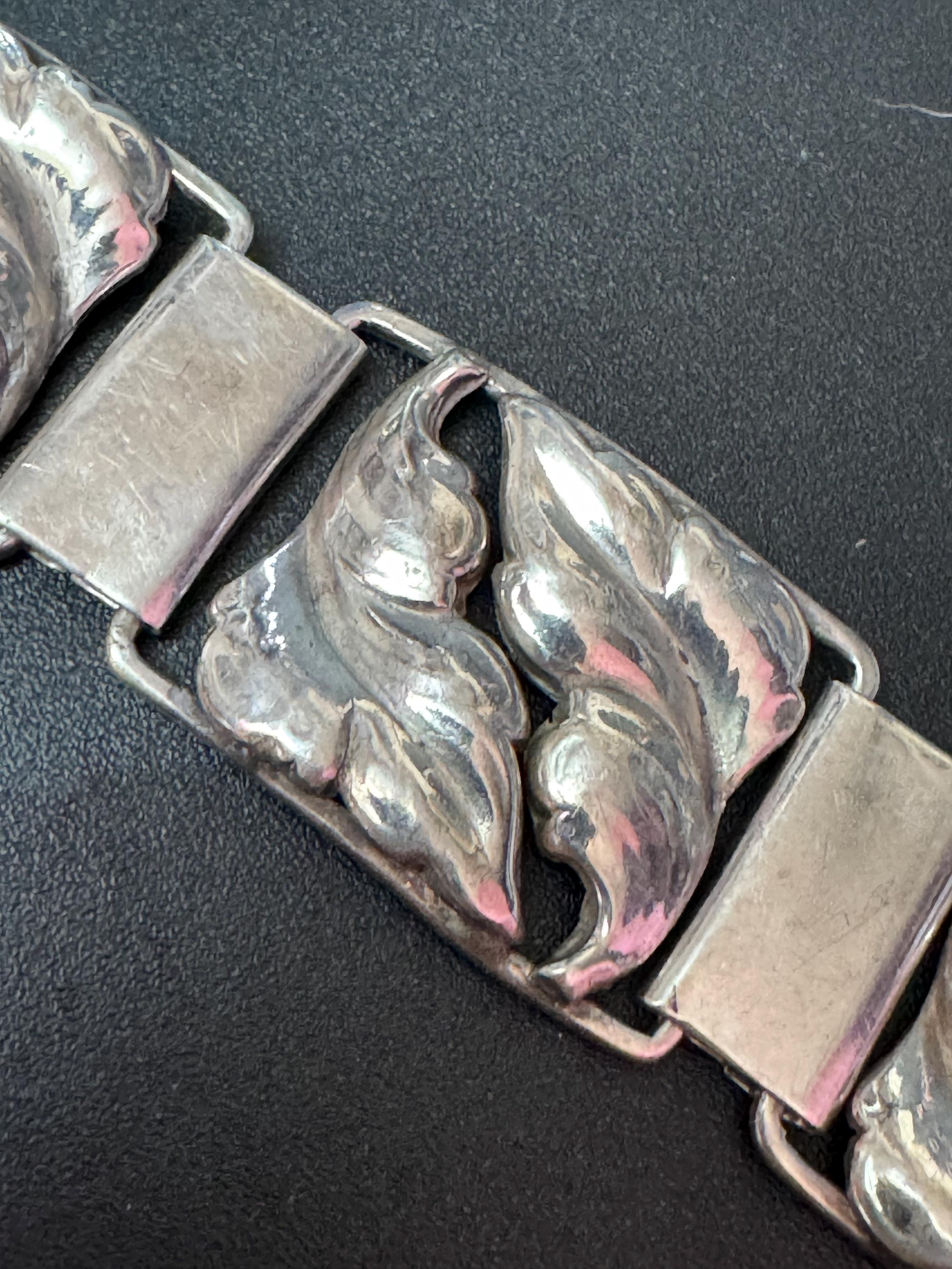 Danish 830 Silver Panel Bracelet, Signed Scandinavian Design