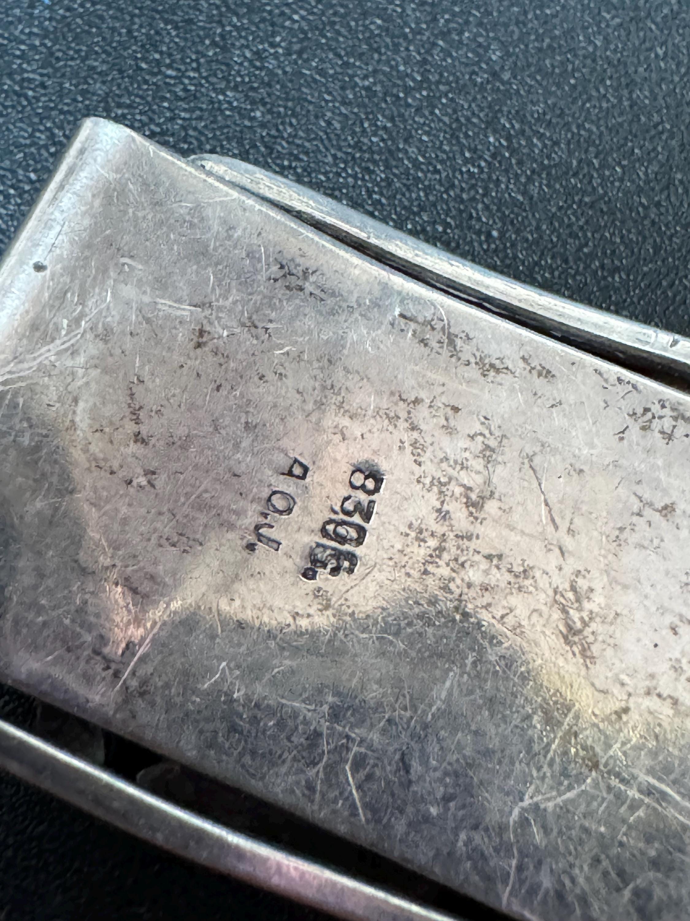 Danish 830 Silver Panel Bracelet, Signed Scandinavian Design