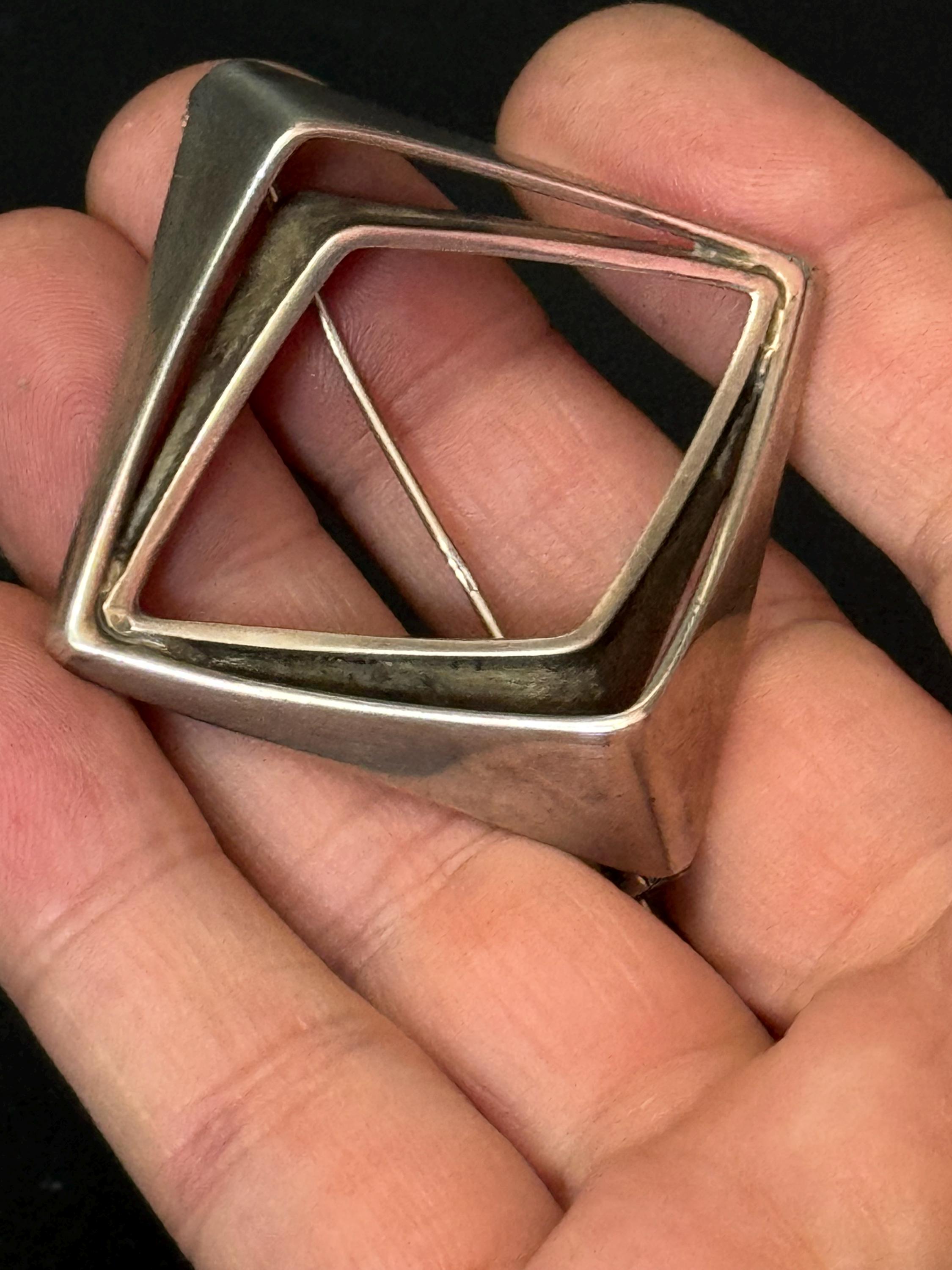 Norwegian solid silver 'Amphi' brooch by Odvar Pettersen