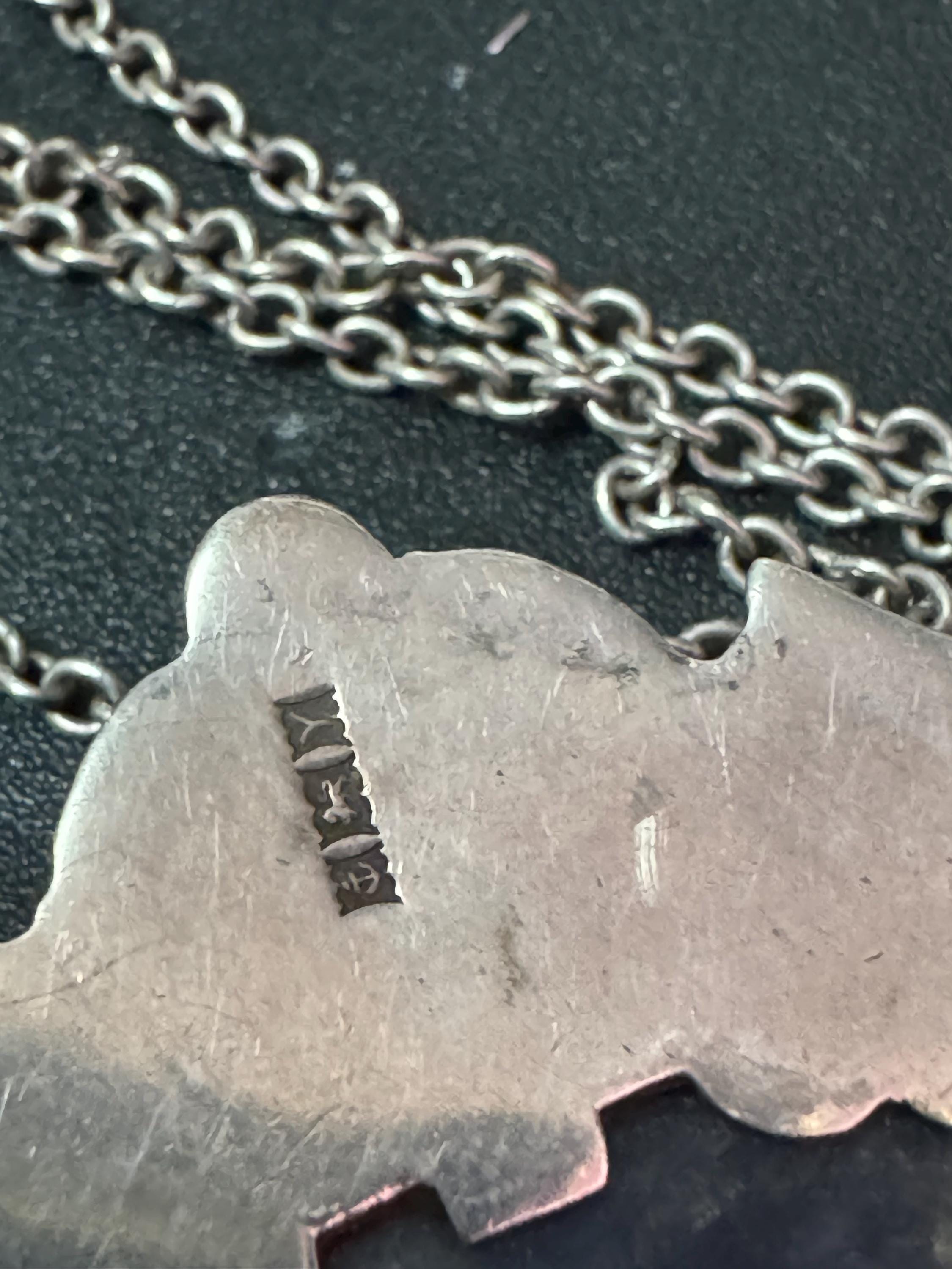 Vintage 925 Sterling Silver Necklace with large blue gemstone sodalite pendant full hallmarks