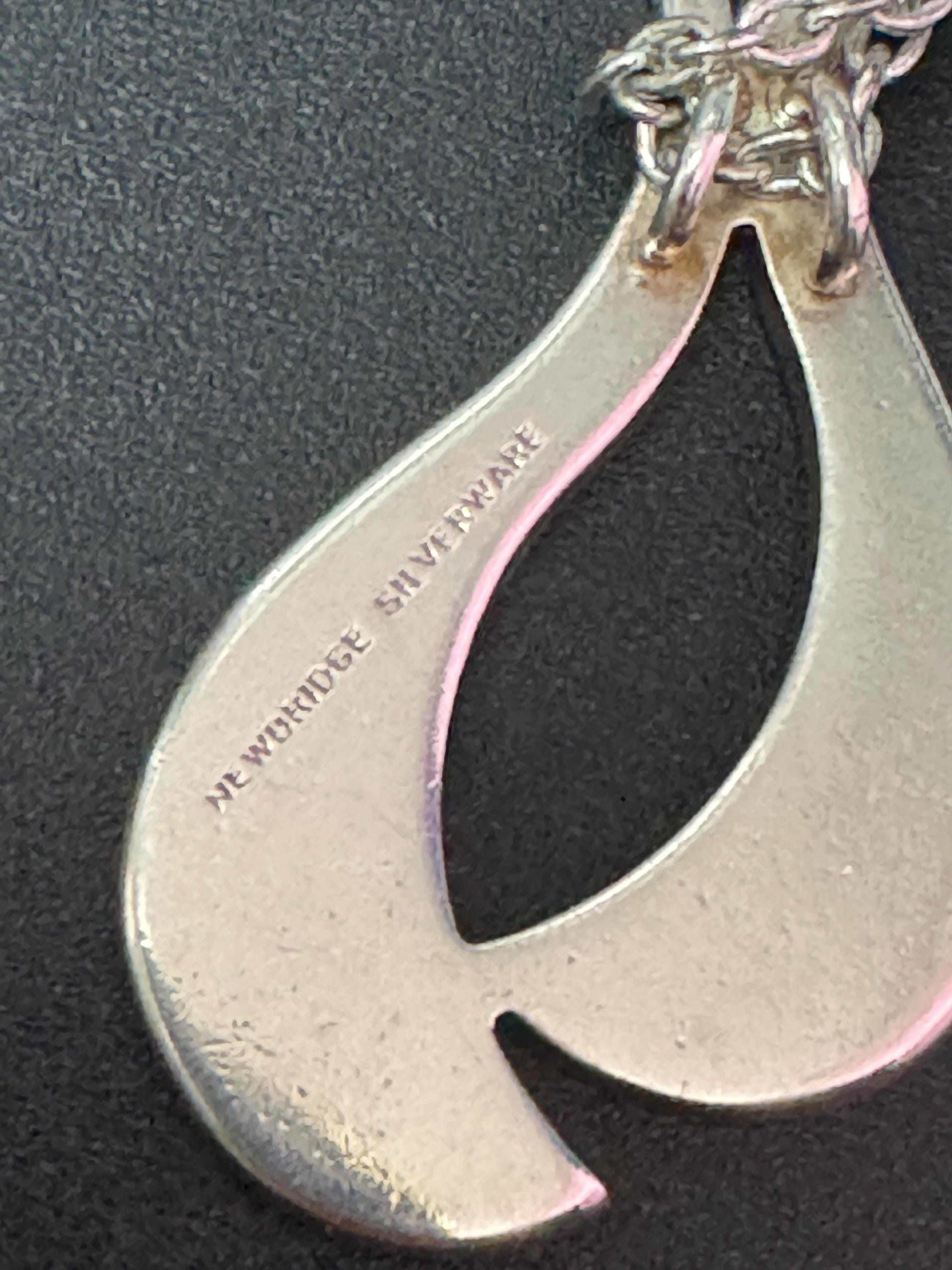 Abstract modernist pendant by Newbridge silverware on a 69cm 925 sterling silver chain