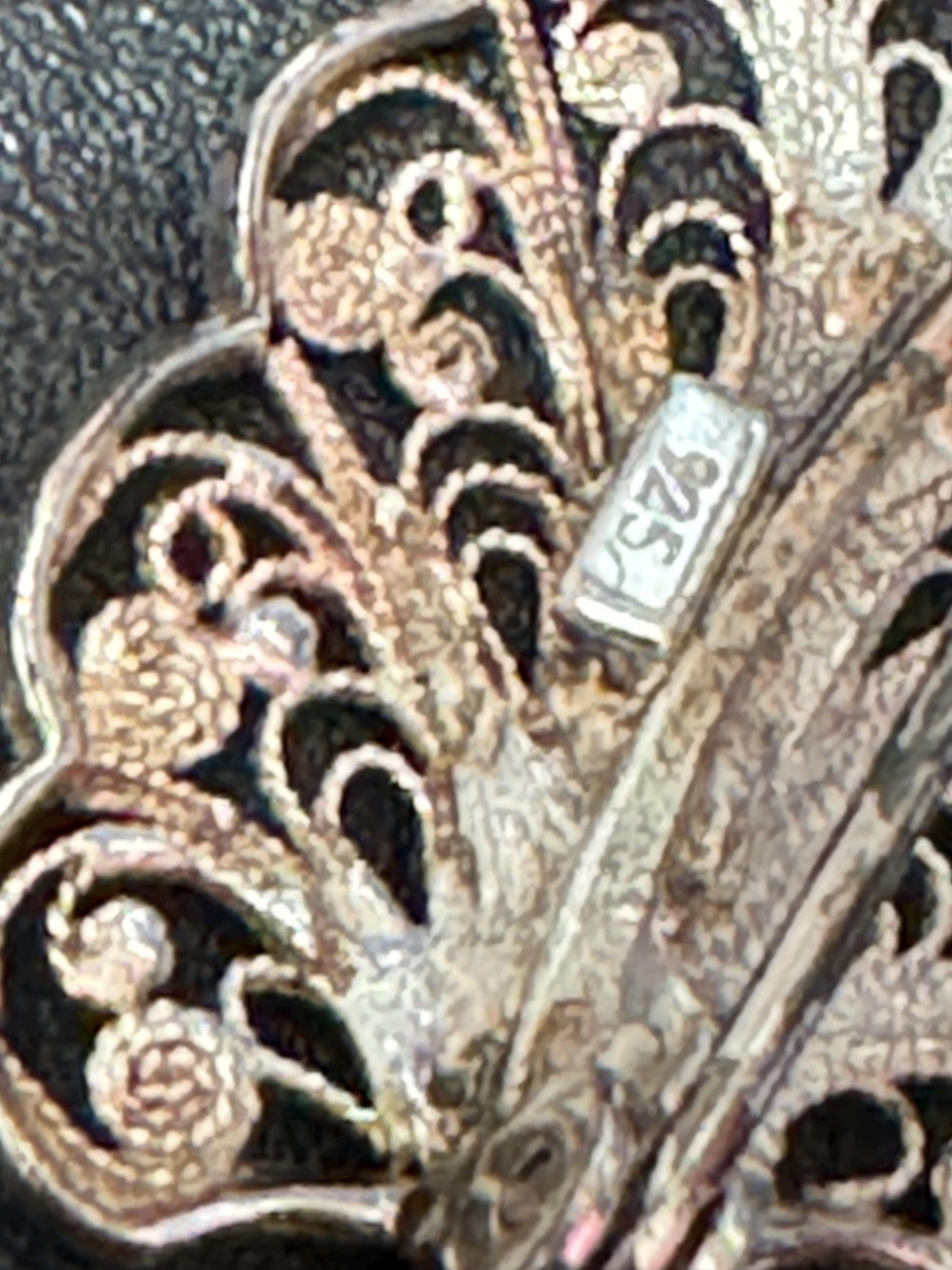 continental silver filigree floral Brooch, Art deco 5cm