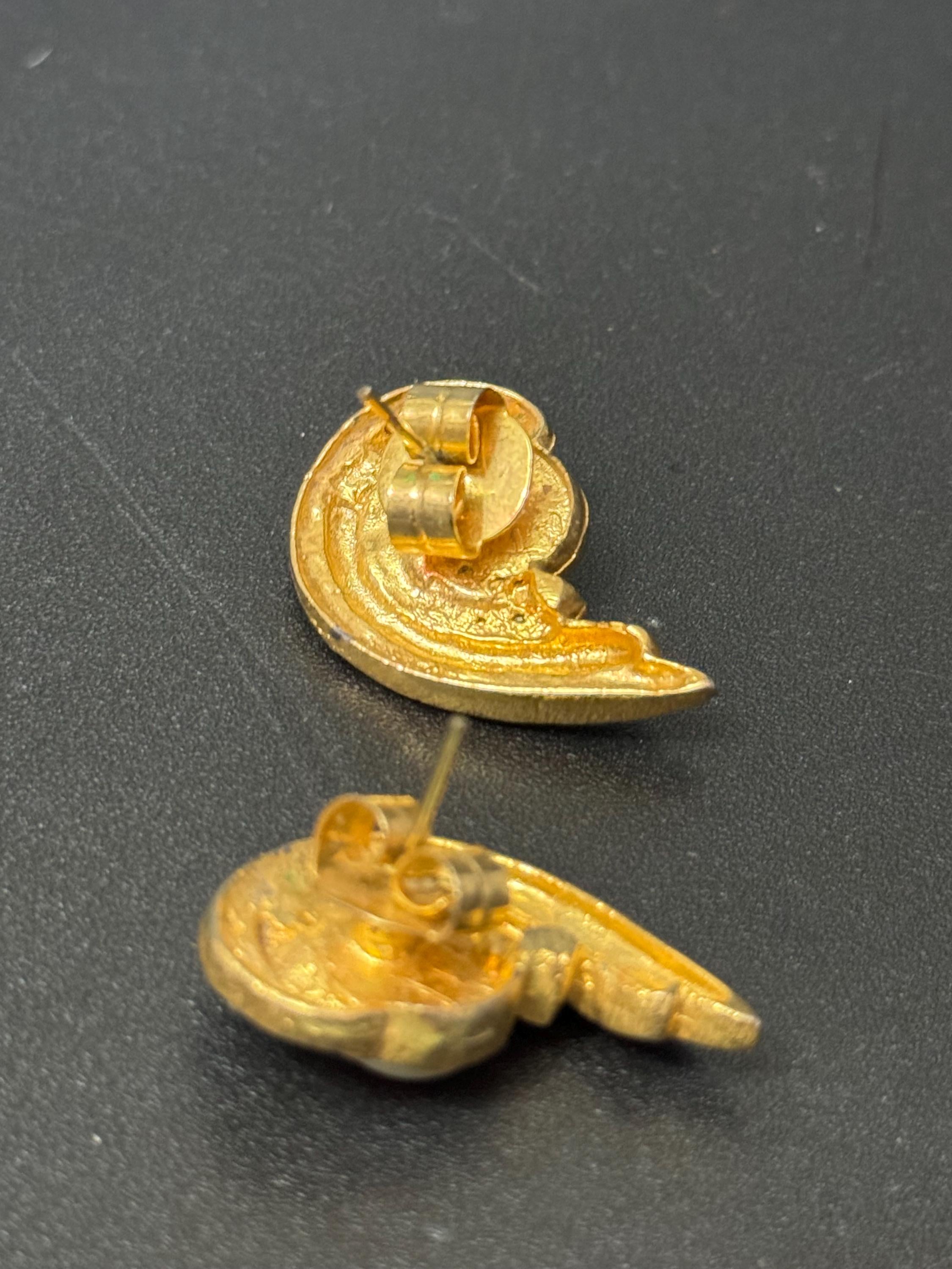 Retro Gold Tone Faux Pearl Diamanté Swirl Stud Earrings