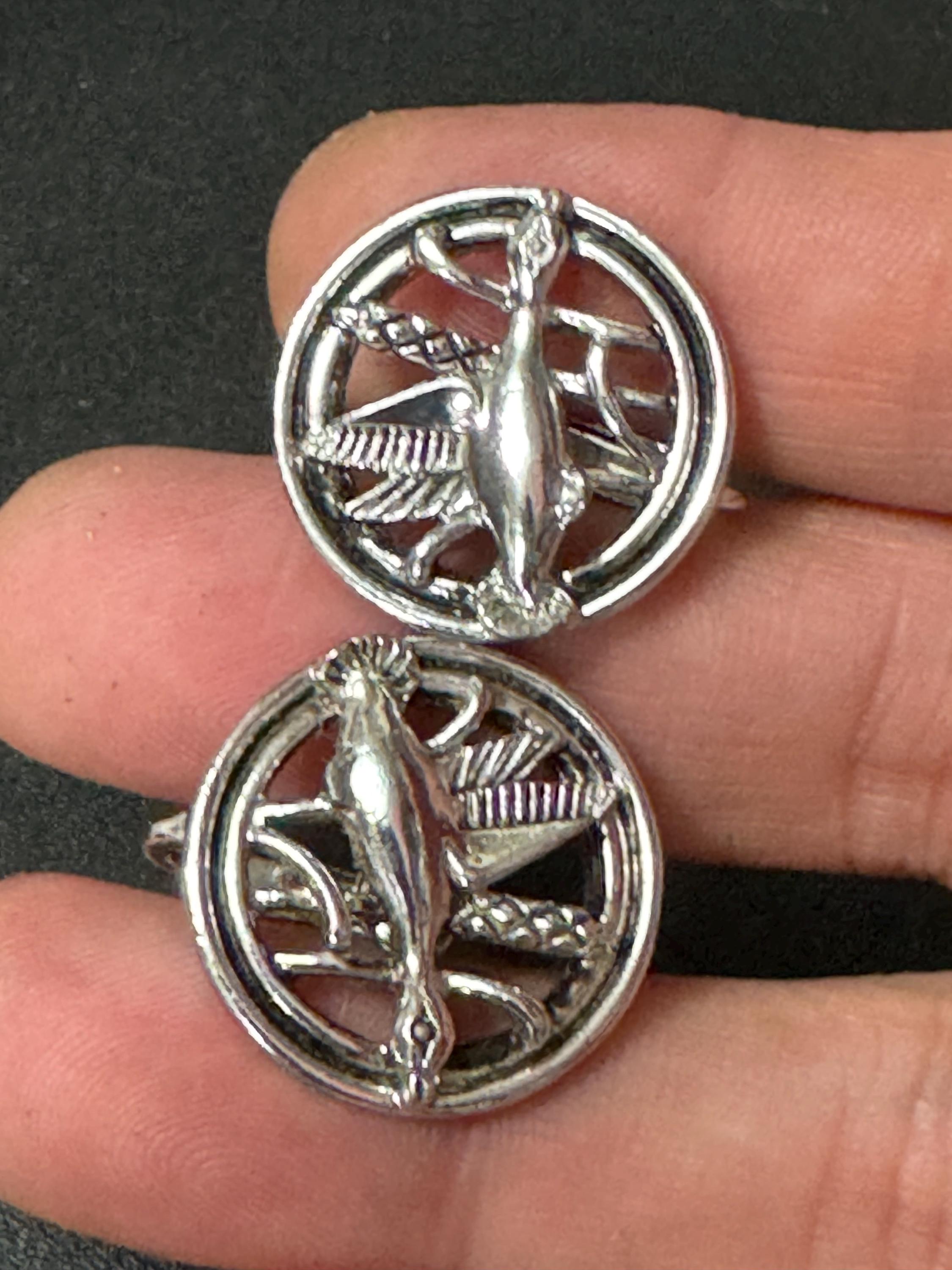 Vintage SARAH COV Silver Tone Duck Clip On Earrings, 1960s