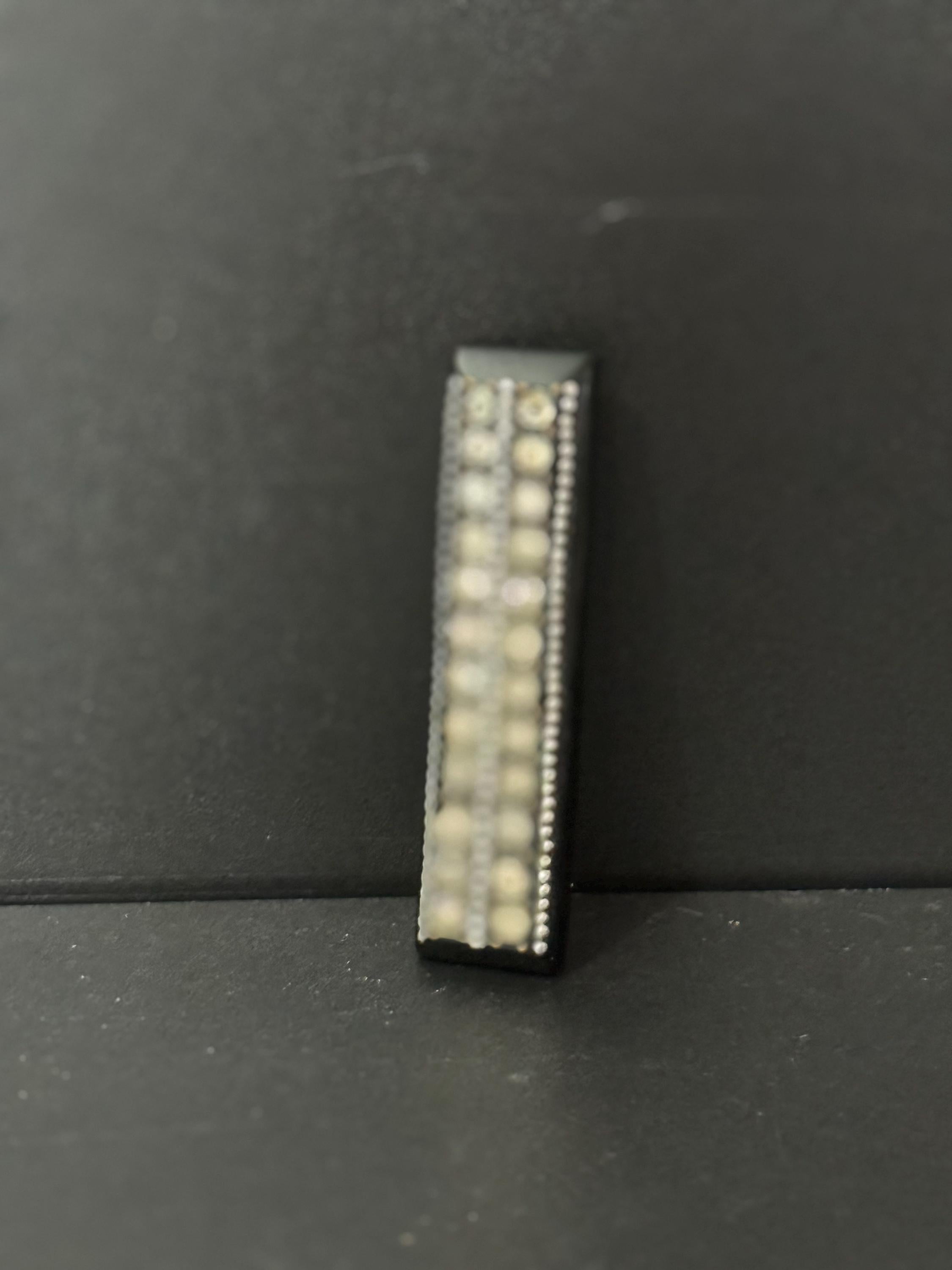 1920s early plastic Bakelite rhinestone paste diamanté rectangular brooch with pique work