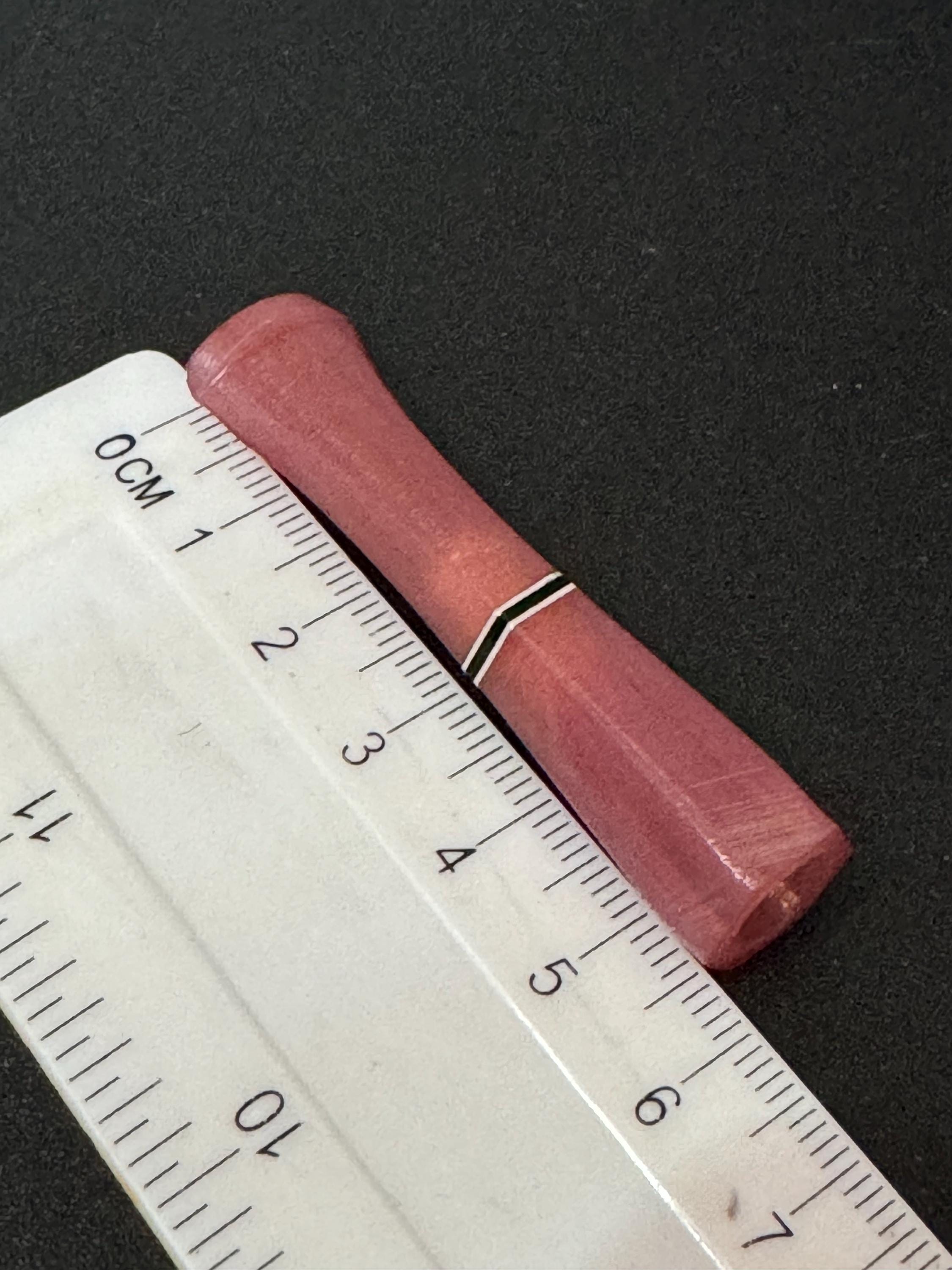 2.5” opaque pink red banded Vintage 1920s Bakelite early plastic Cocktail Party Cigarette Holder