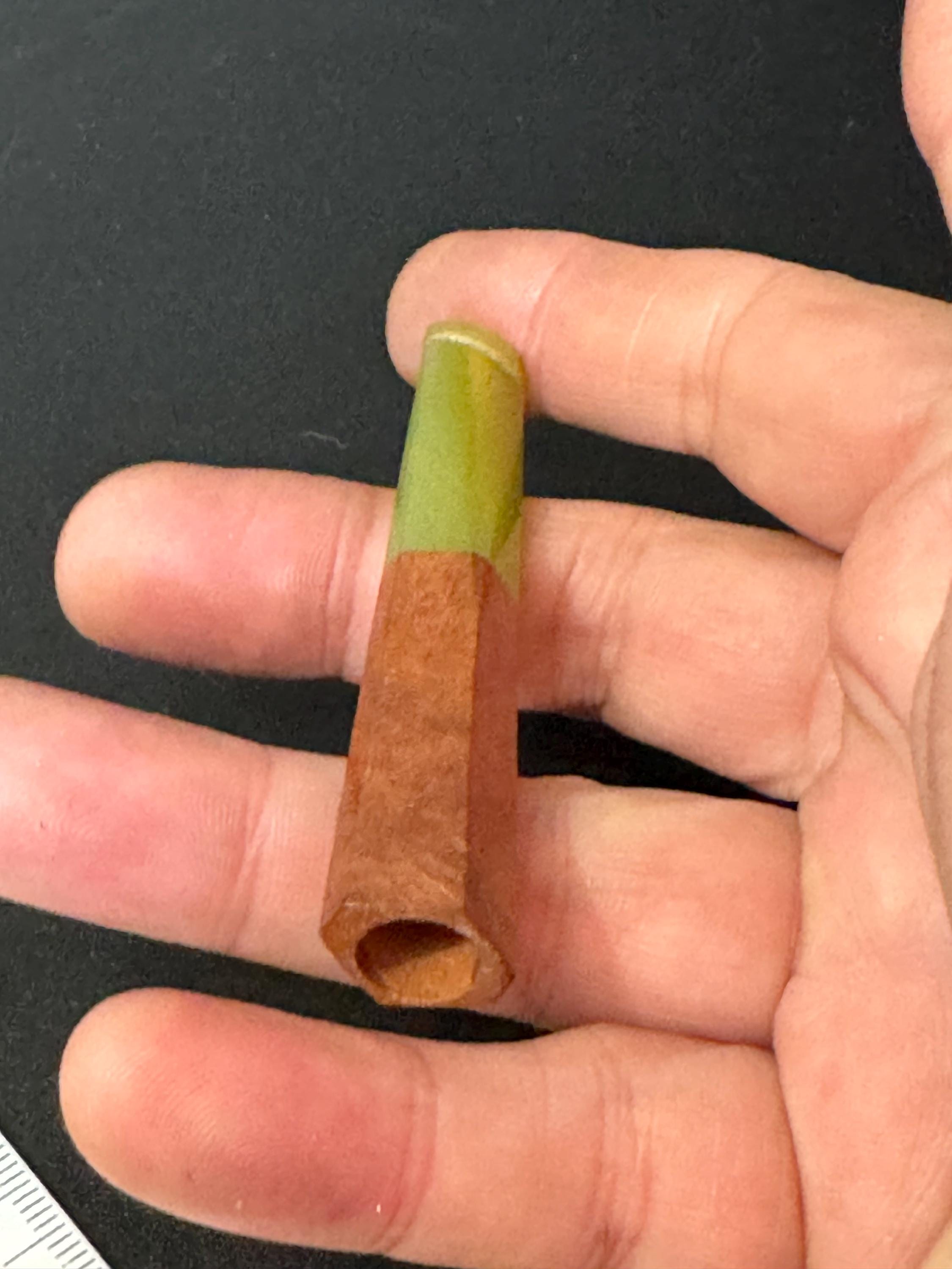 Mid length Brown and olive green Vintage 1920s Bakelite early plastic Cocktail Cigarette Holder 3”