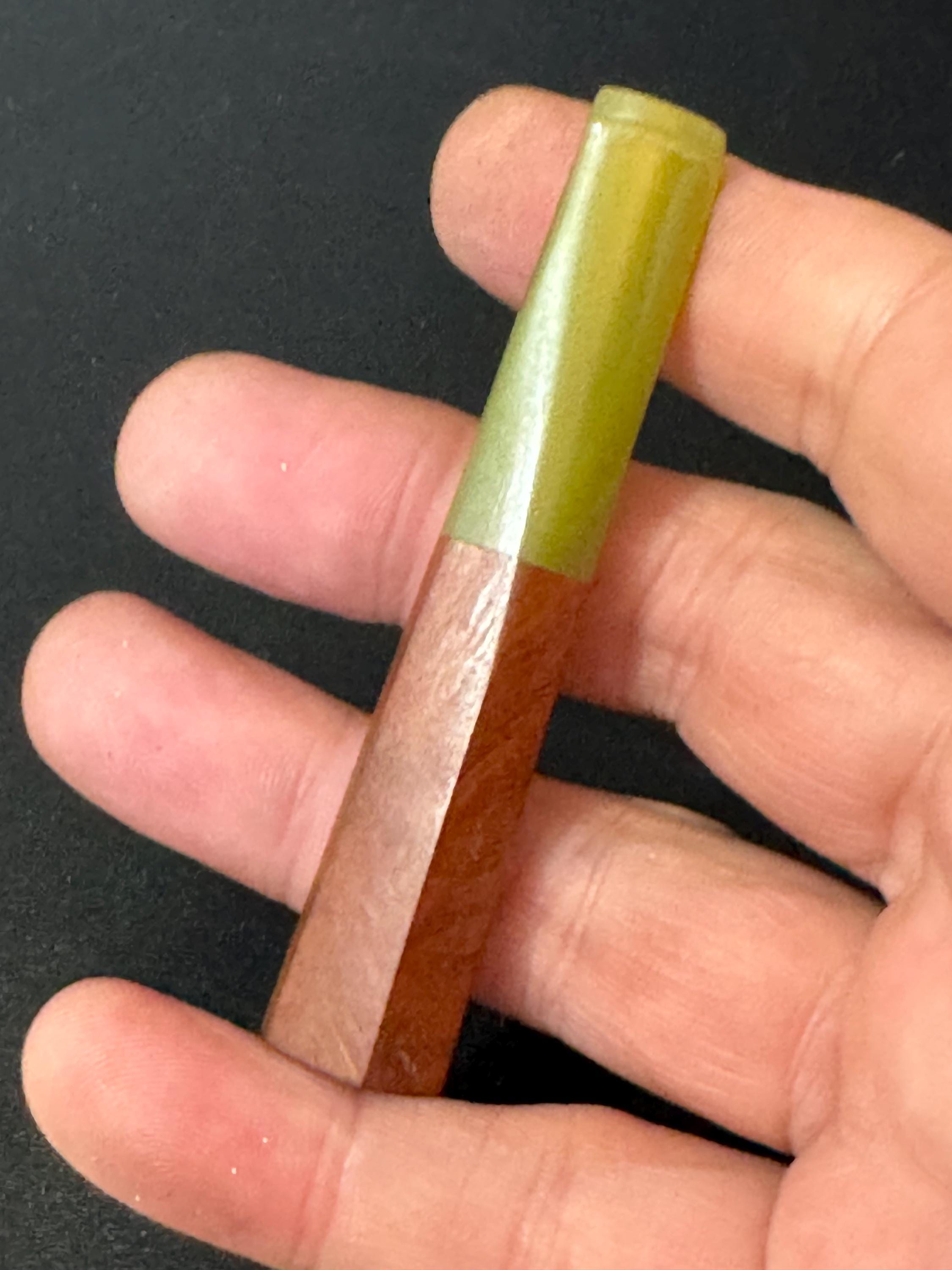 Mid length Brown and olive green Vintage 1920s Bakelite early plastic Cocktail Cigarette Holder 3”