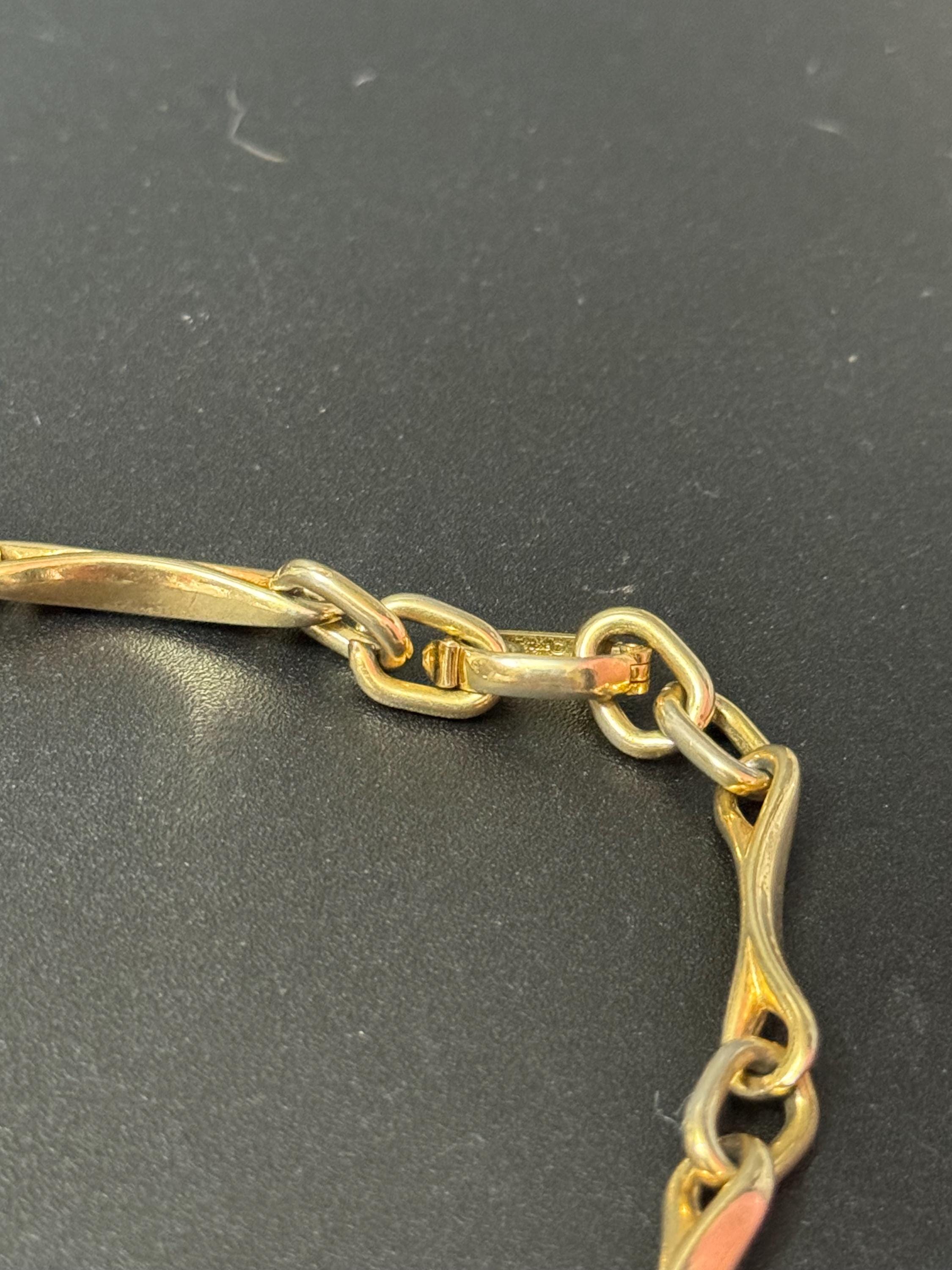 1974 signed GROSSE Designer vintage petite 41cm short gold tone and brown acrylic chain link necklace