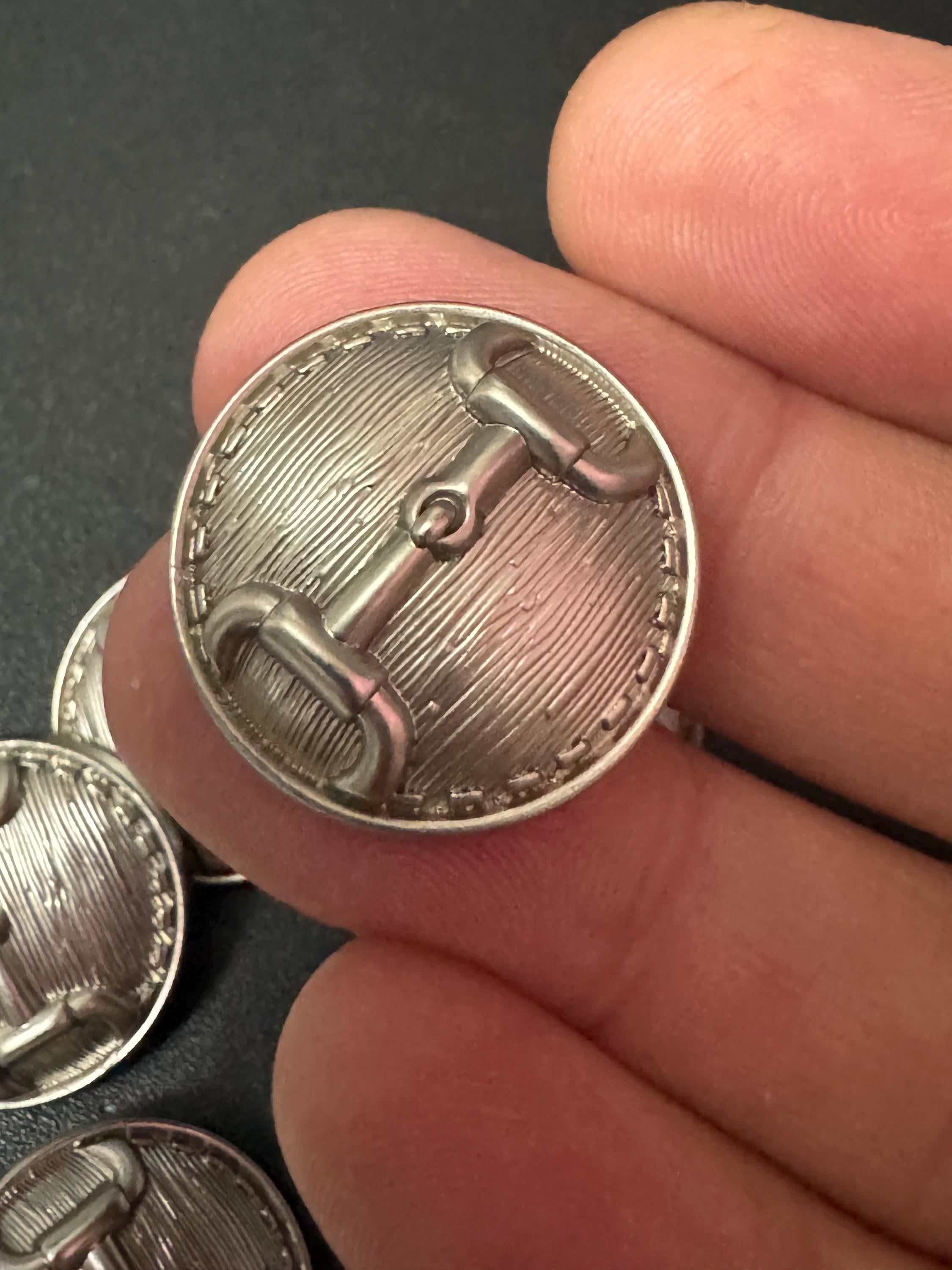 23mm silver metal snaffle buttons, horse bit design Set of 5